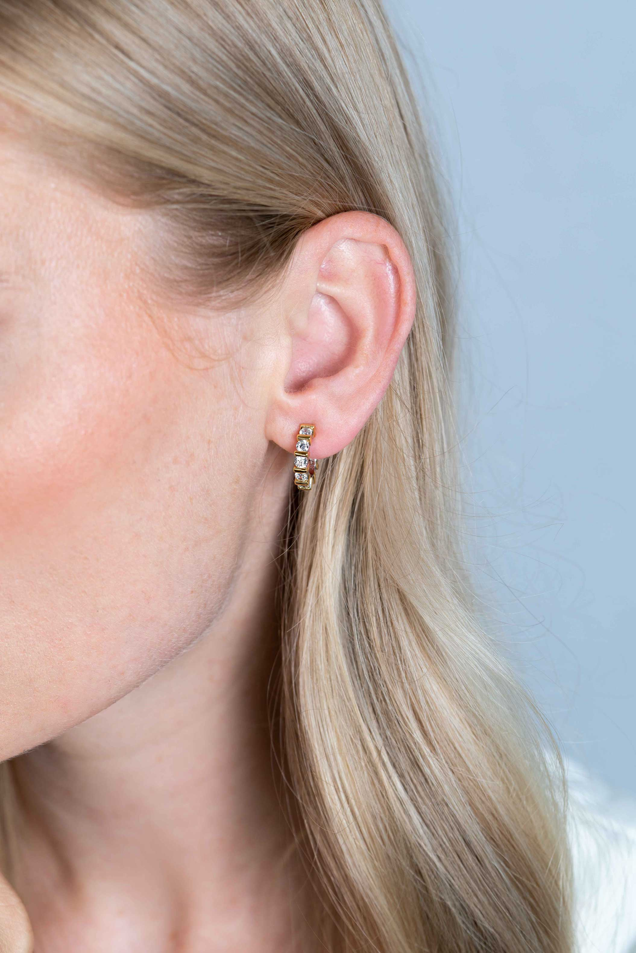 ZINZI silberner Ohrschmuck zweifarbig viereckig und runde weiße Zirkonias 16mm ZIO2251