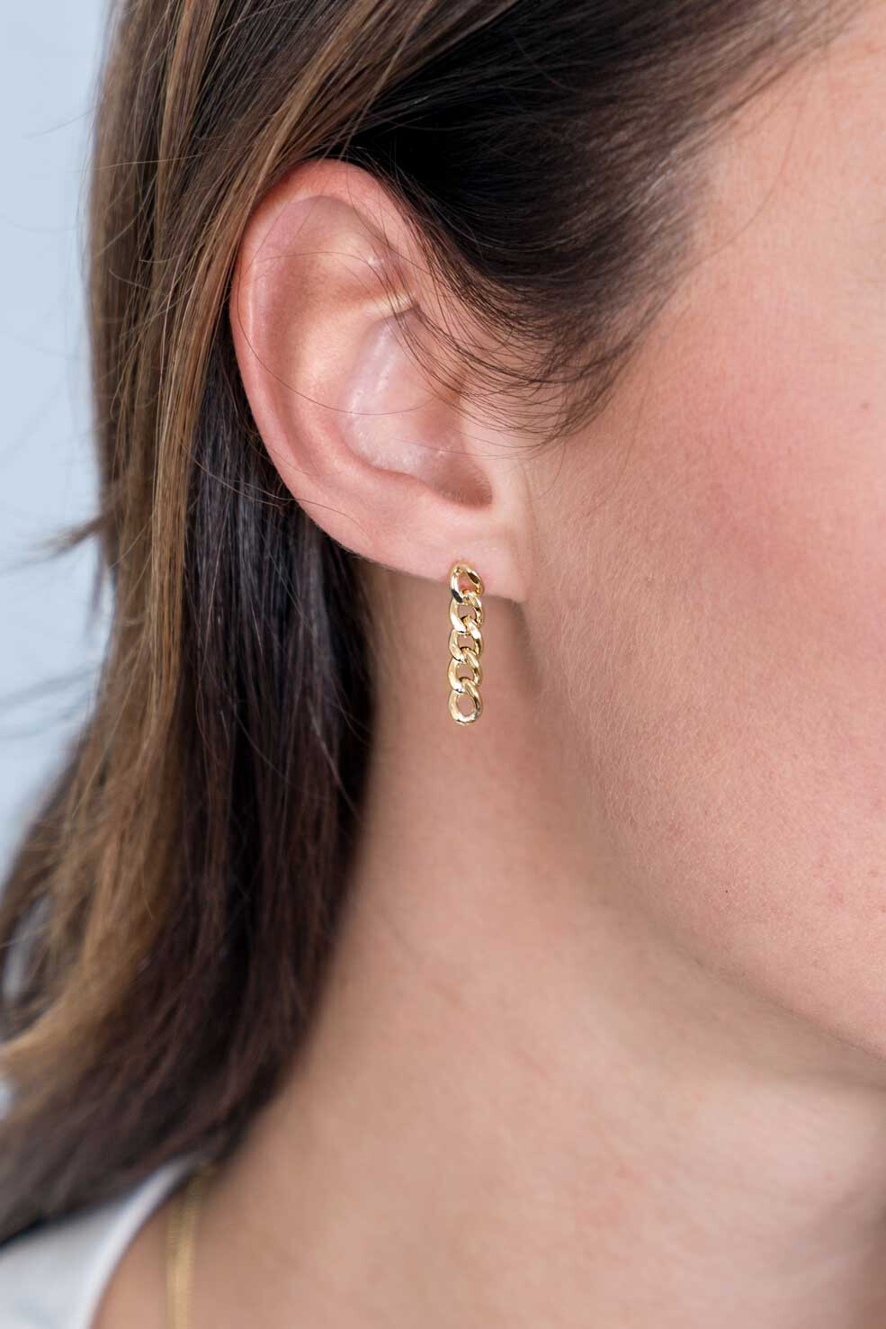 ZINZI silberne Ohrhänger 14K gelb vergoldet 20mm Gourmet Glieder ZIO2185G