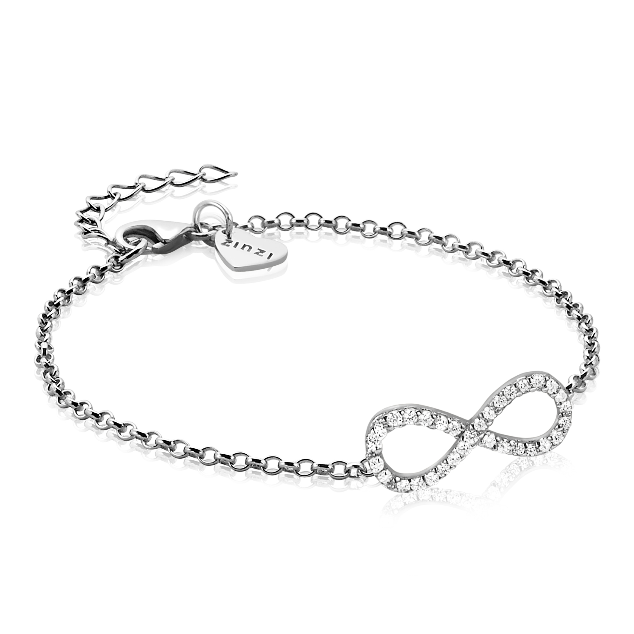 Zinzi silbernes Infinity Armband  weiß 17-20cm ZIA1065
