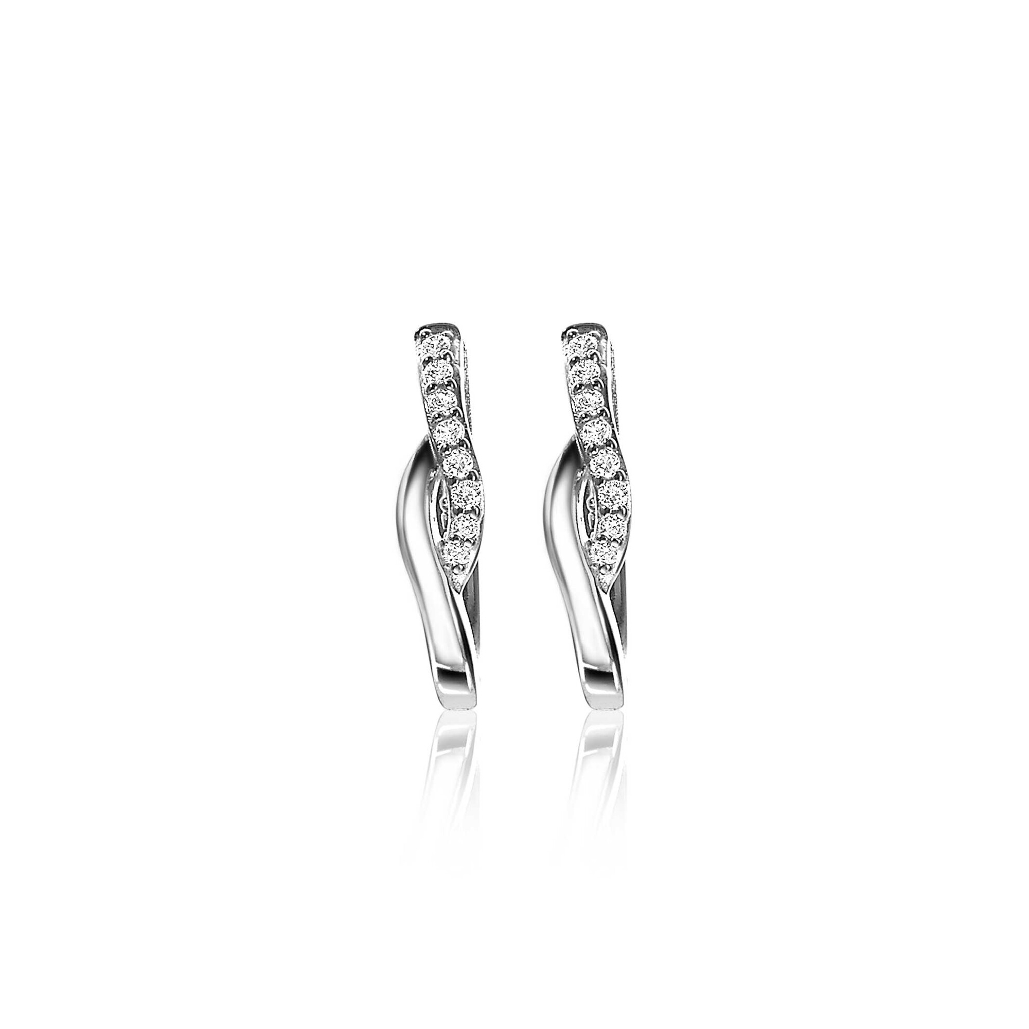 ZINZI silberne Ohrringe 16x3mm crossover  weiße Zirkonias ZIO1971