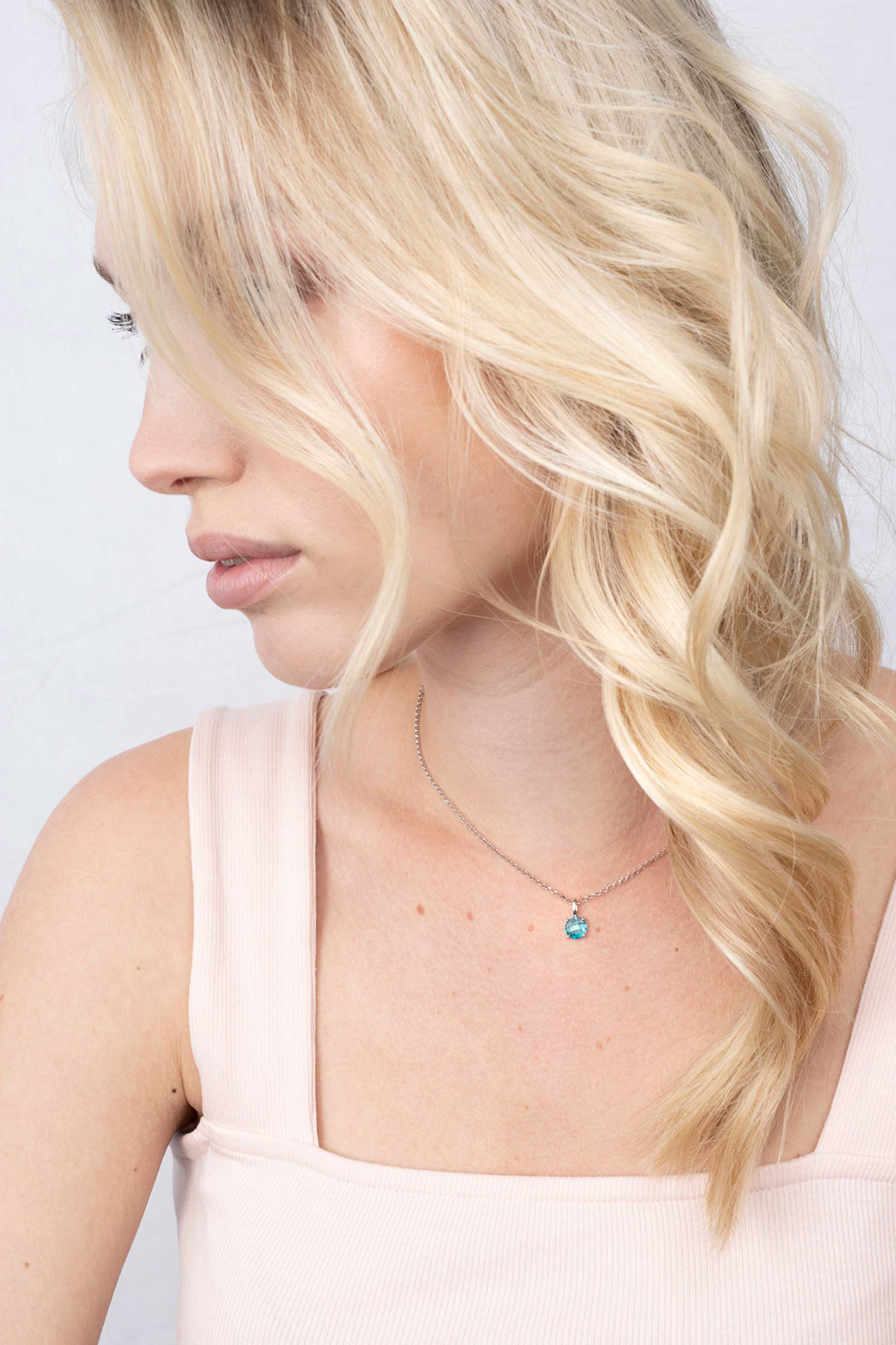 ZINZI silberner Anhänger rund türkis blau ZIH2072T