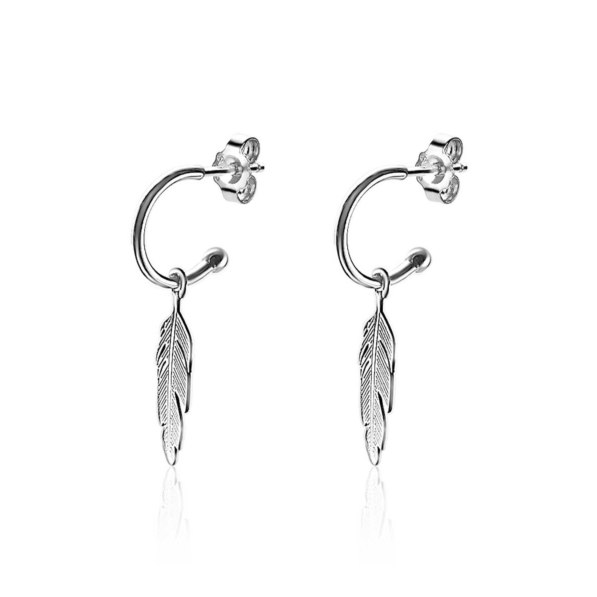 ZINZI silberne trendy Ohrringe Feder rund ZIO1867