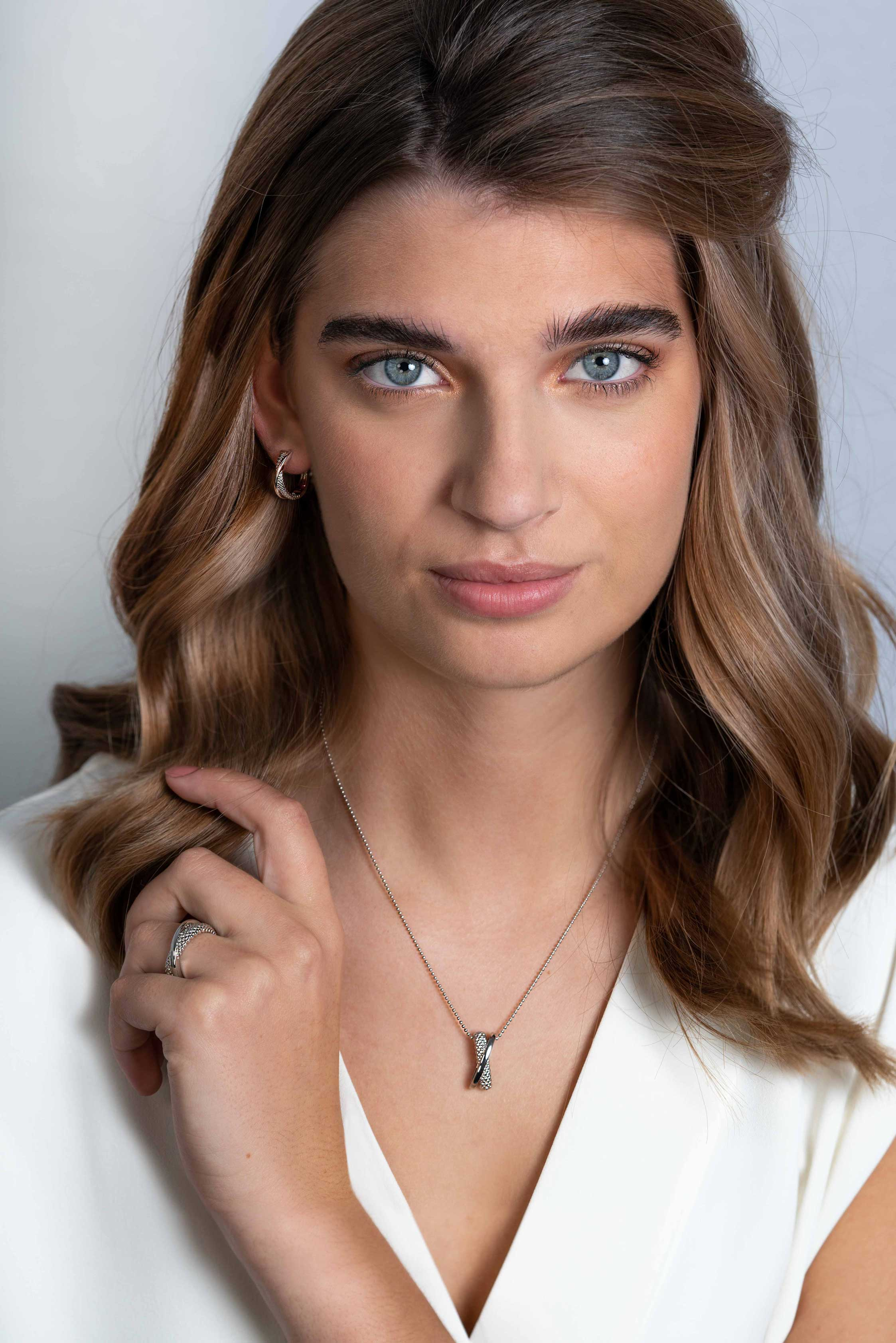 ZINZI Silberanhänger mit Cross-Over-Design, glatt und Kugeln 20mm ZIH2242