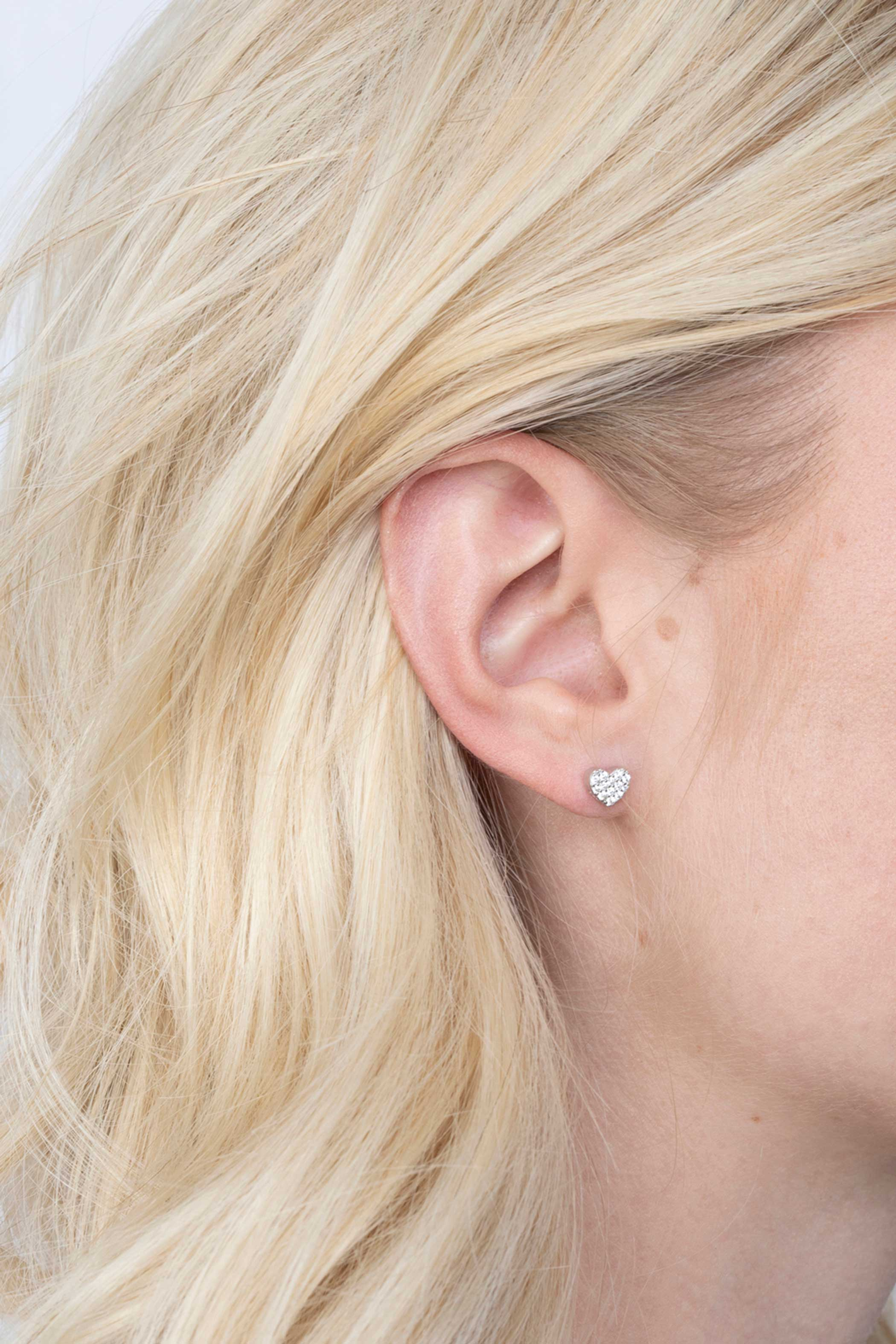 ZINZI silberne Ohrstecker Herz weiß 6mm ZIO1378Z