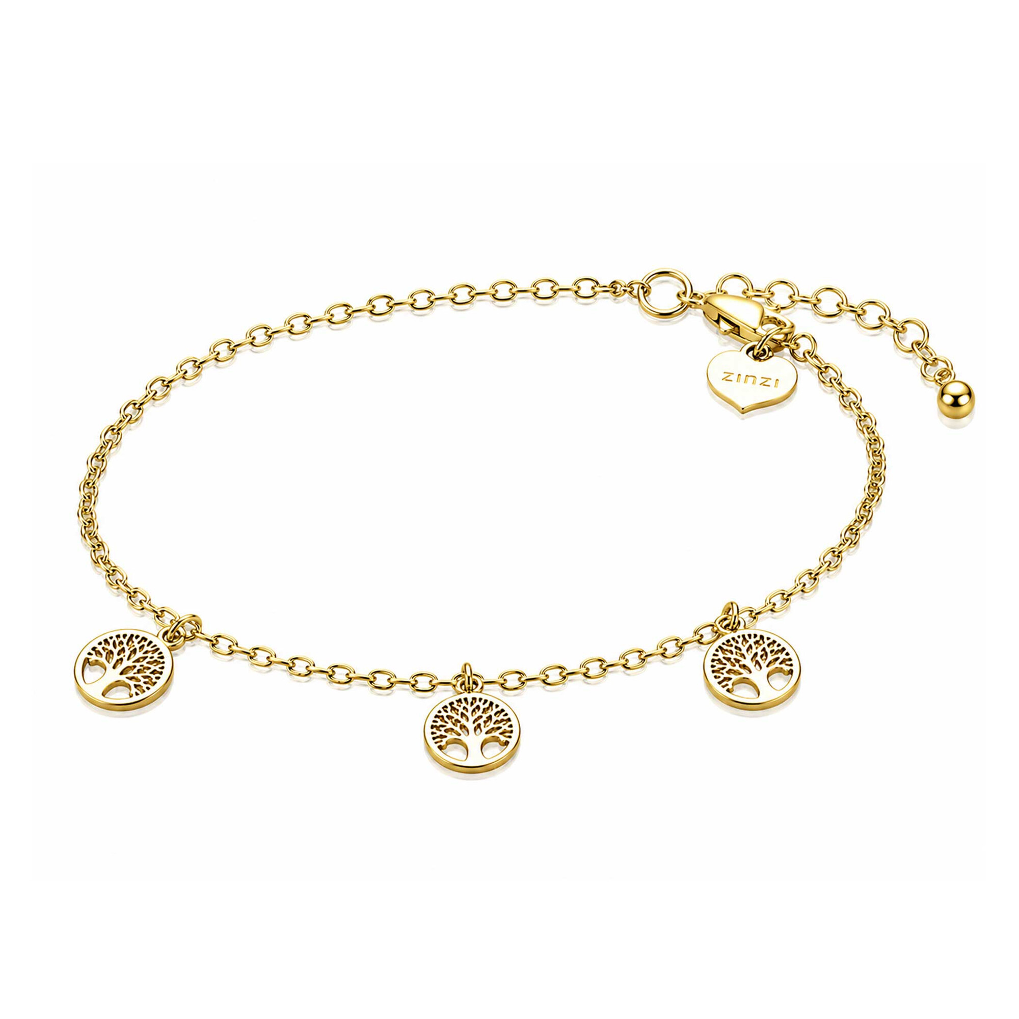 ZINZI zlv.armband gg.verg.met 3x bedel levensboom