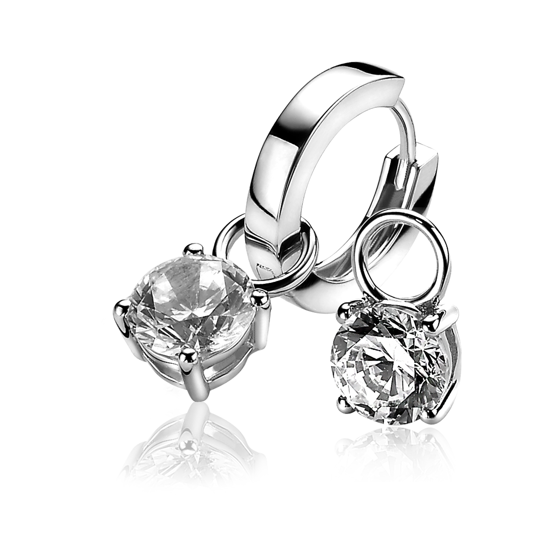 ZINZI silberne Ohrhänger rund  weiß ZICH1300