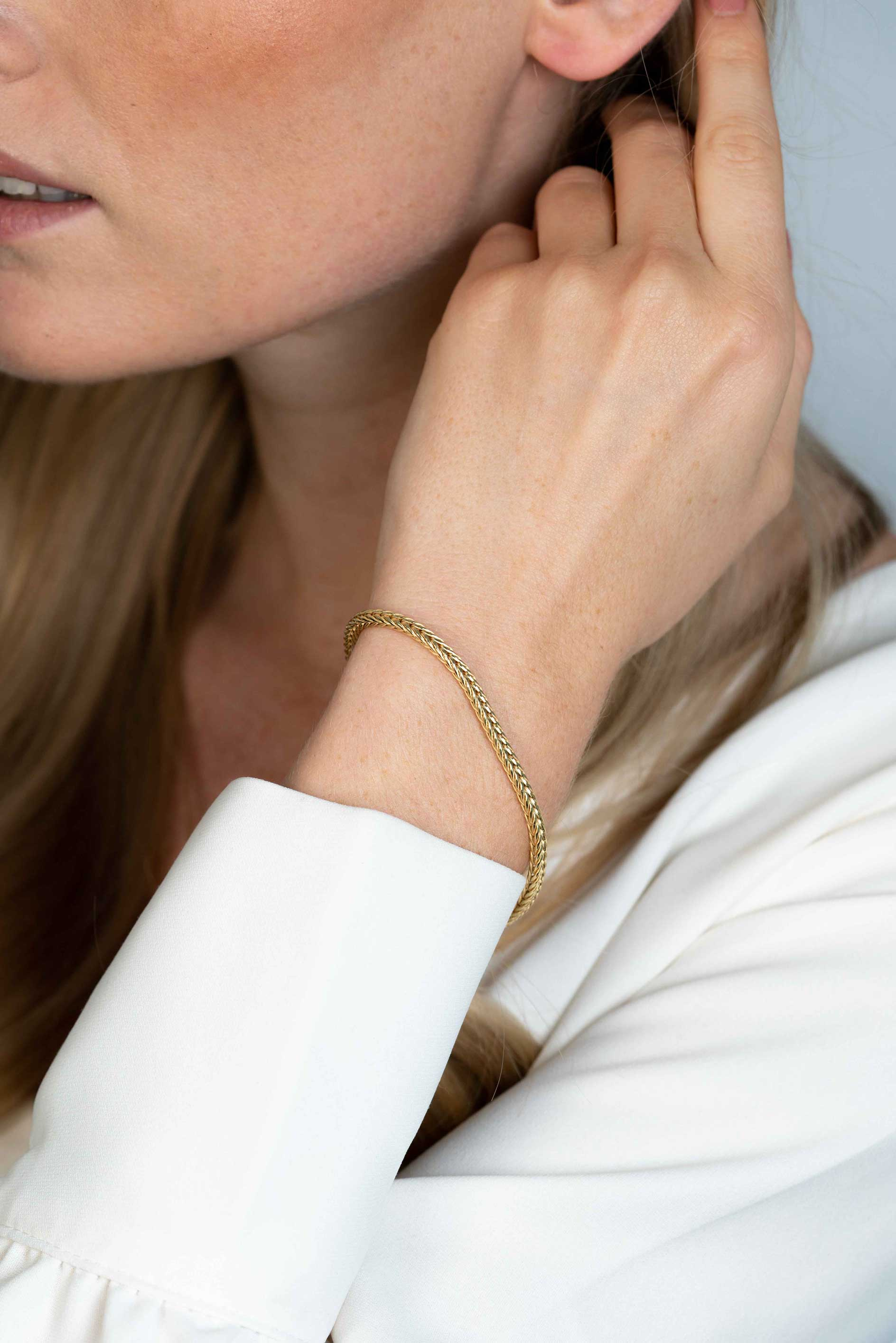 ZINZI silbernes vossenstaart Armband 14K gelb vergoldet 4mm breit ZIA1925G