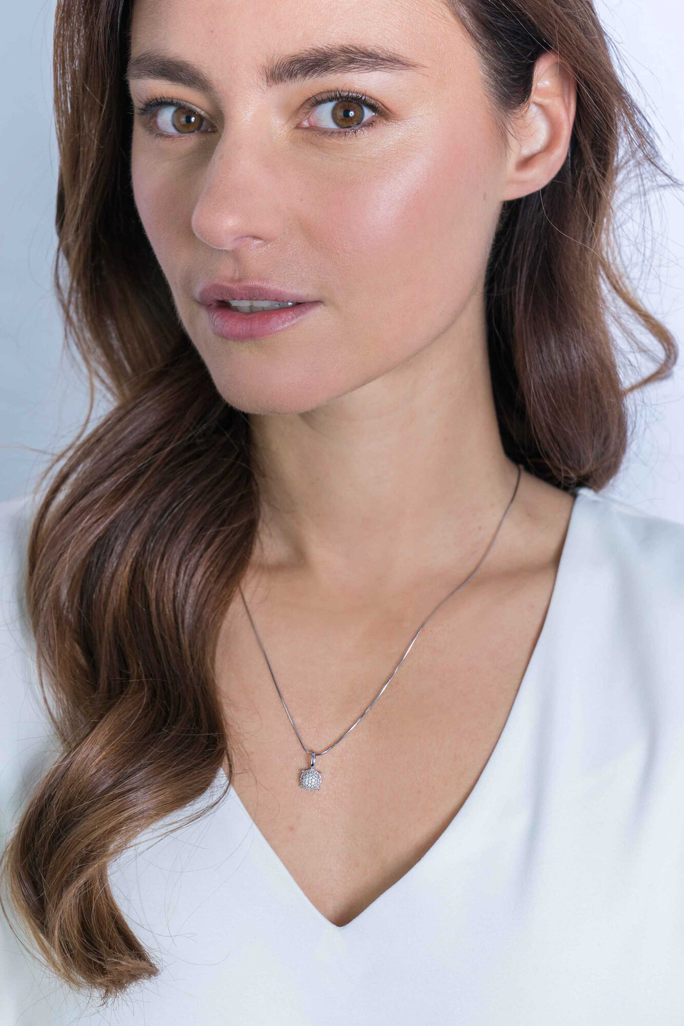 ZINZI silberner Anhänger rund  weiß ZIH2074