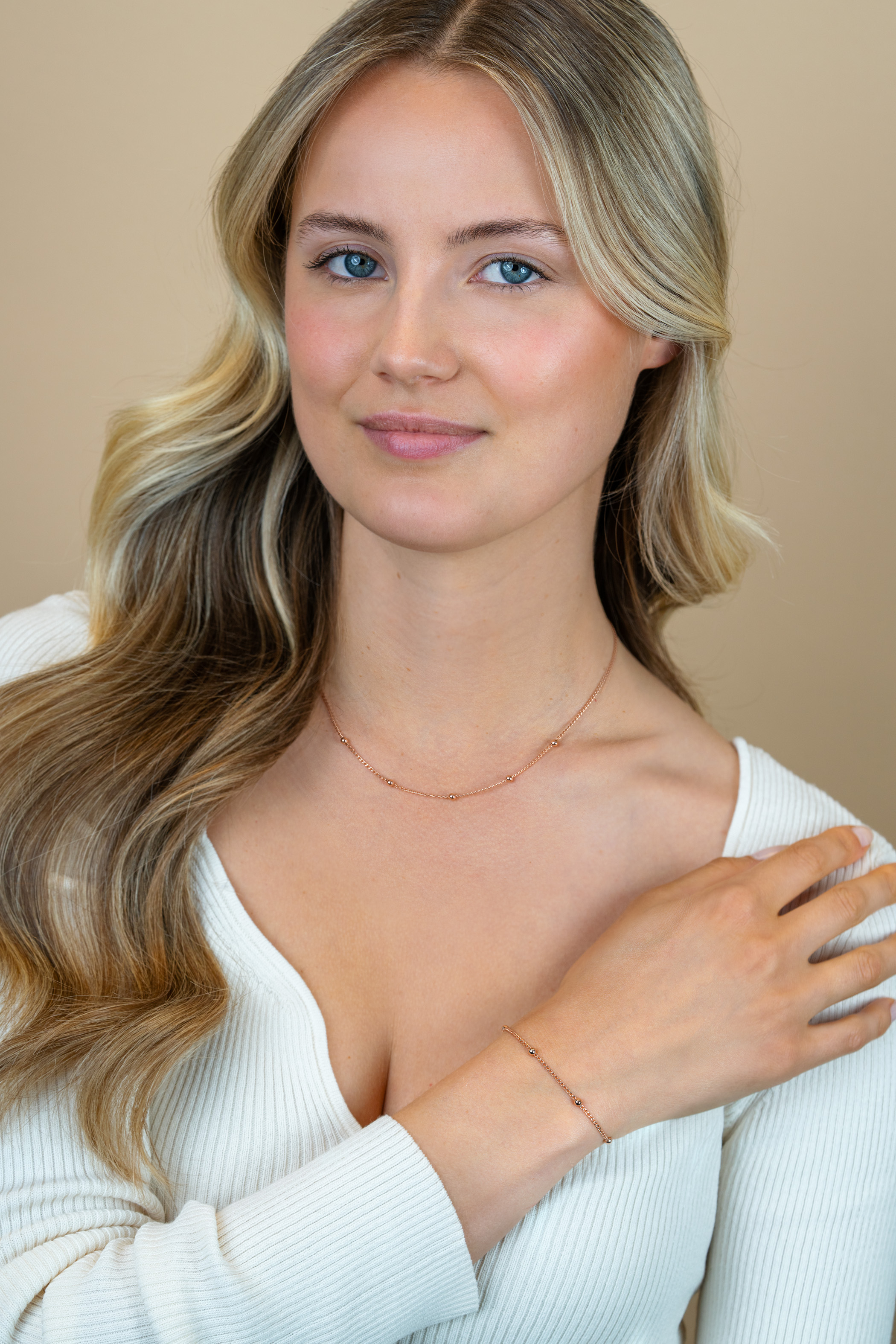 ZINZI zlv. collier rosé verg.gourmet / bolletjes 42+3