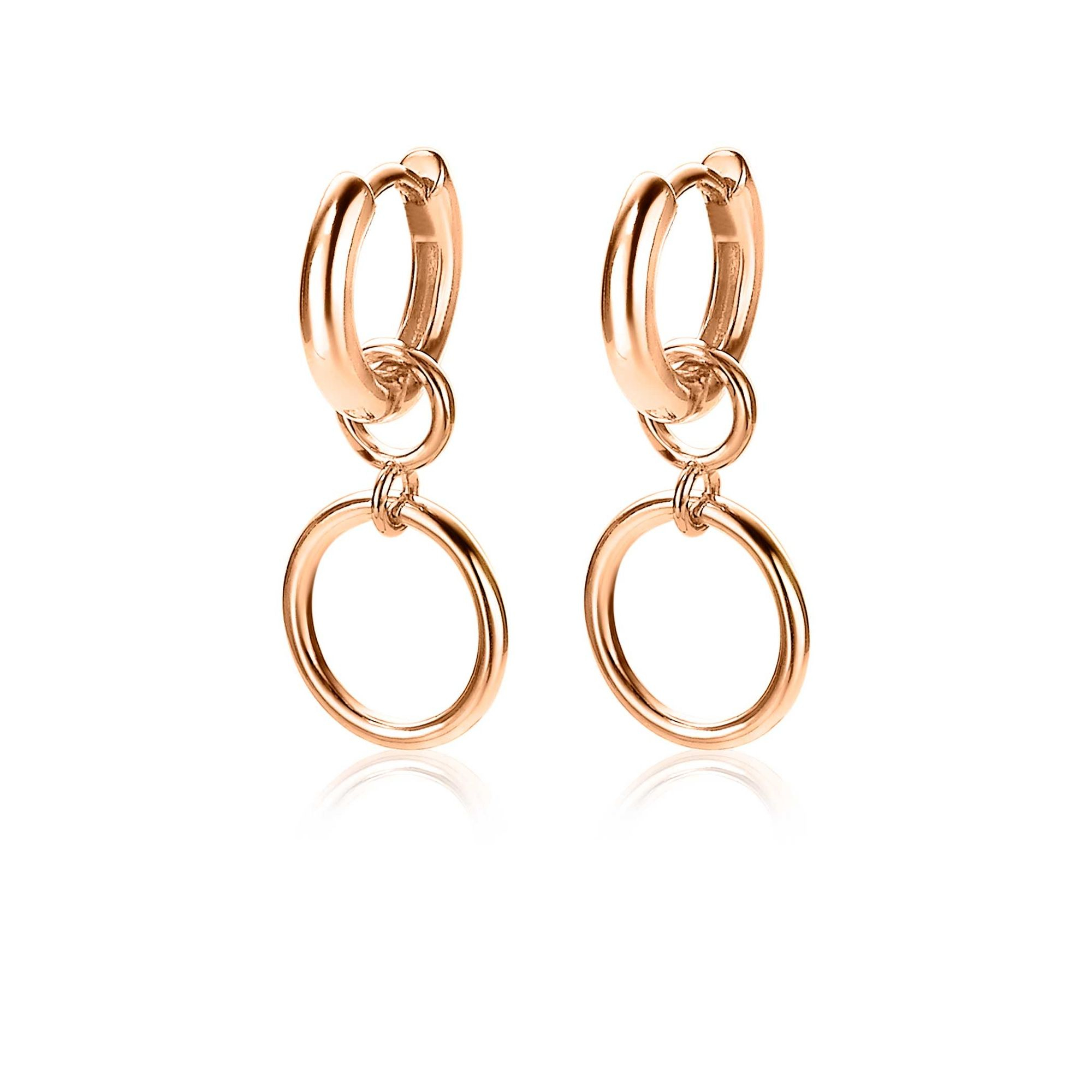 ZINZI silberne Ohrhänger rosé vergoldet offen rund 11mm ZICH1748R