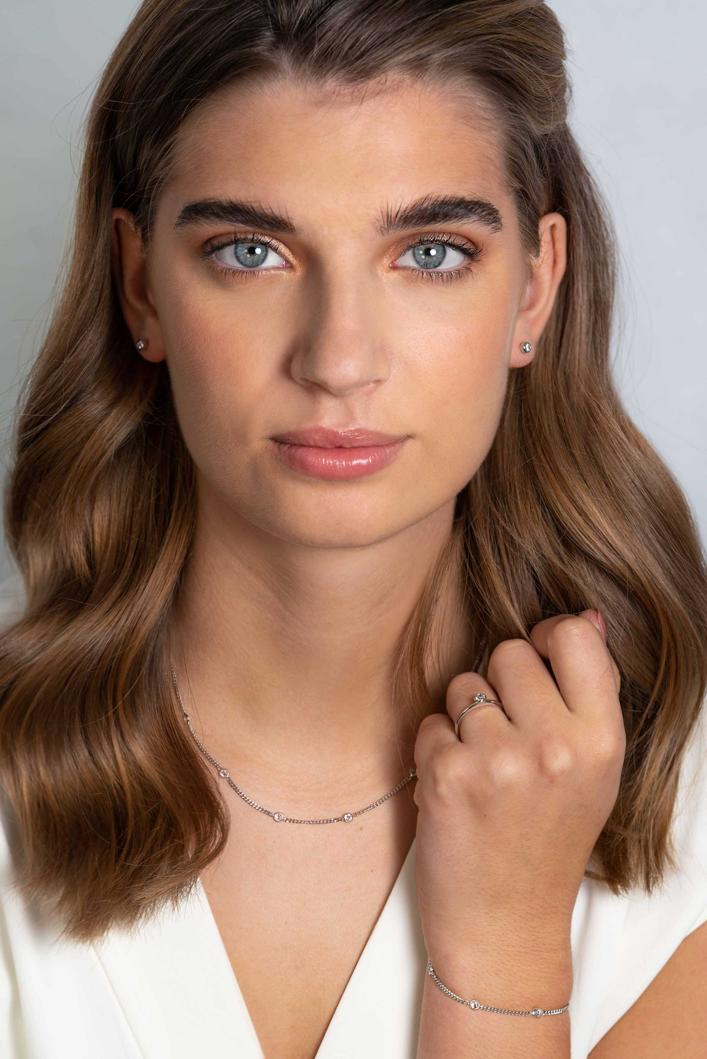 ZINZI Silberarmband Gourmet-Glieder mit weißen runden Zirkonias ZIA2263