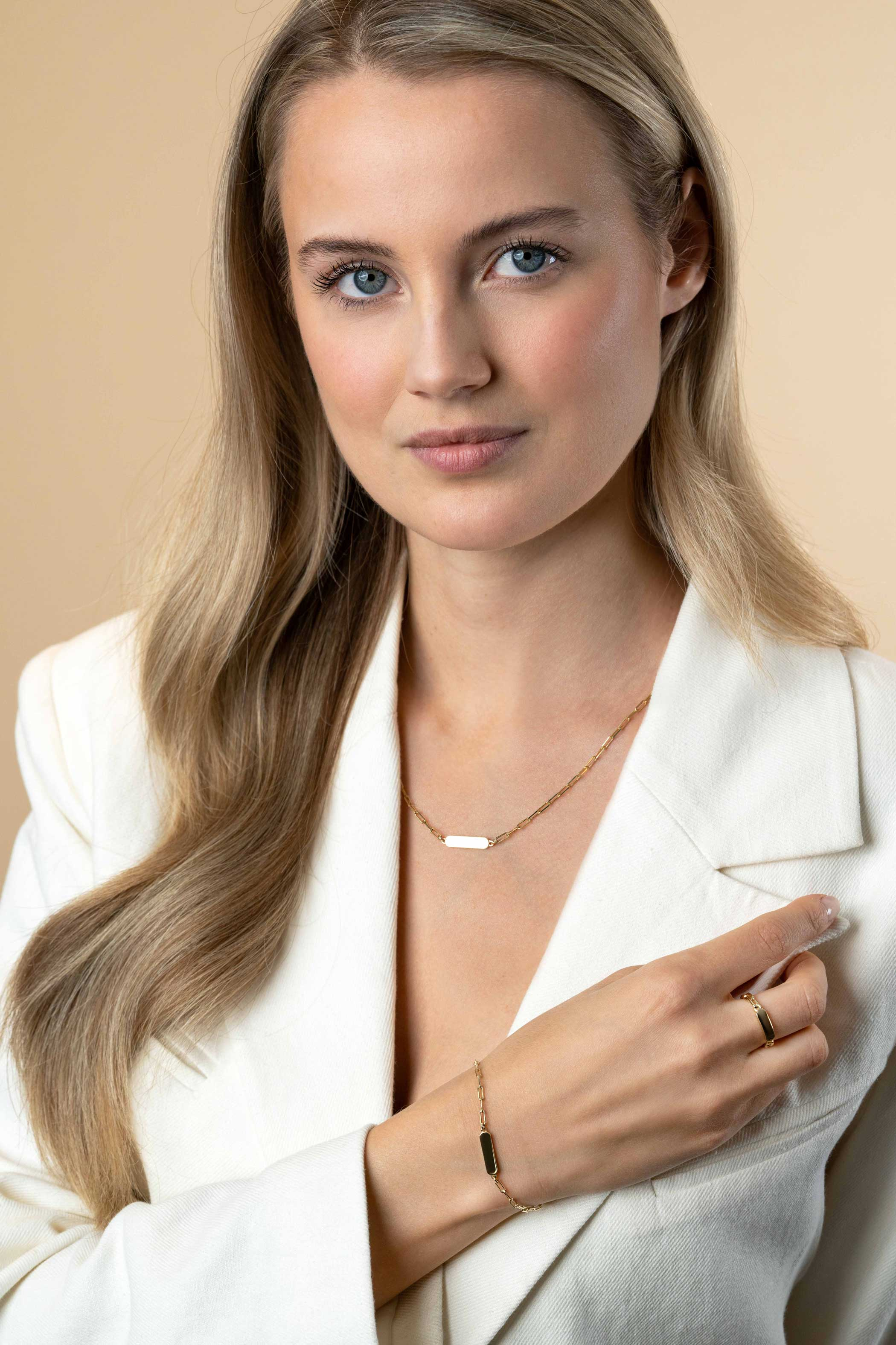 ZINZI vergoldetes Silberarmband mit glänzender rechteckiger Platte zum Gravieren von 16,5-19,5 cm ZIA2530G