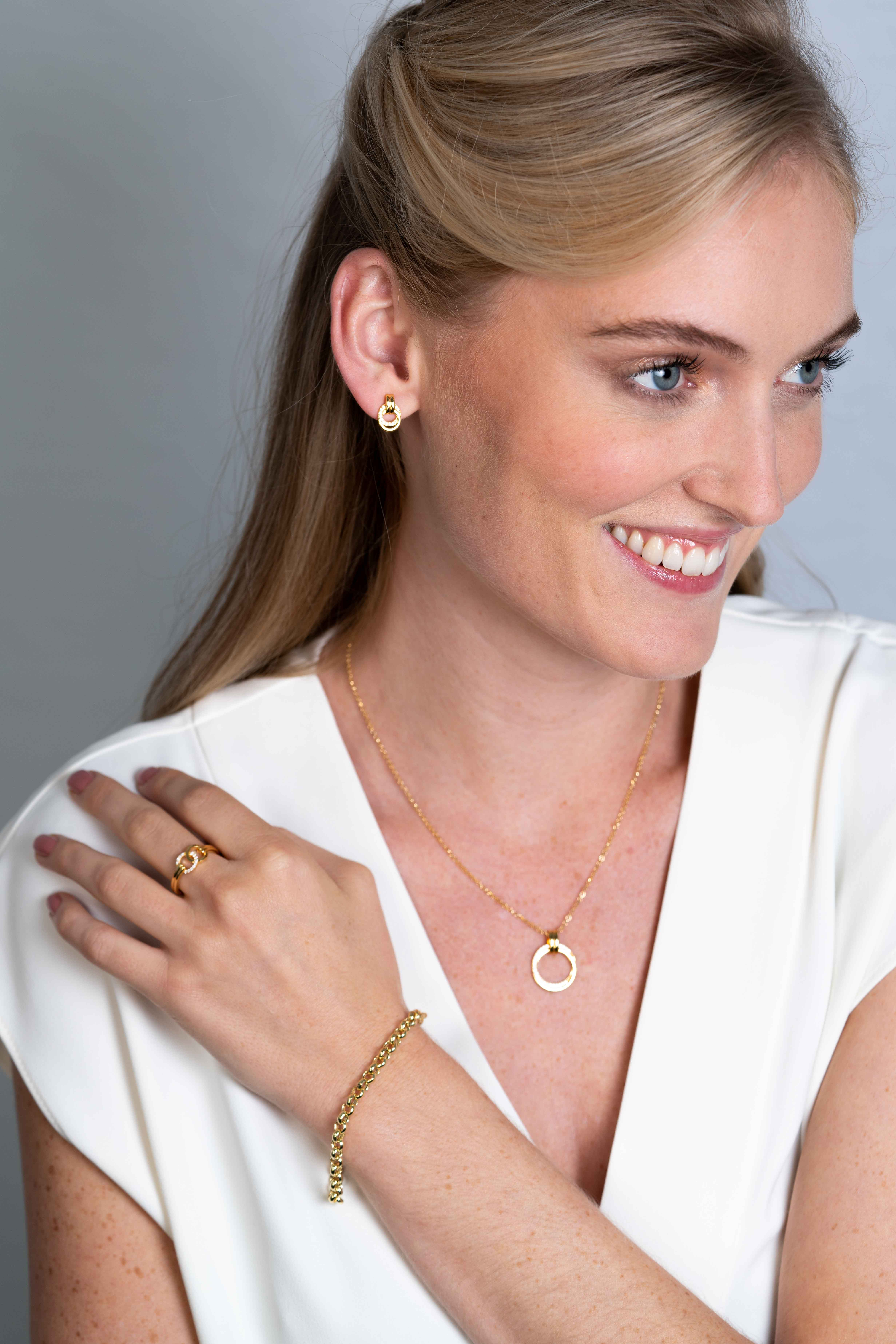 ZINZI Silberkette 45cm in 14K Gelbgold mit rundem Anhänger 22mm ZIC2266Y