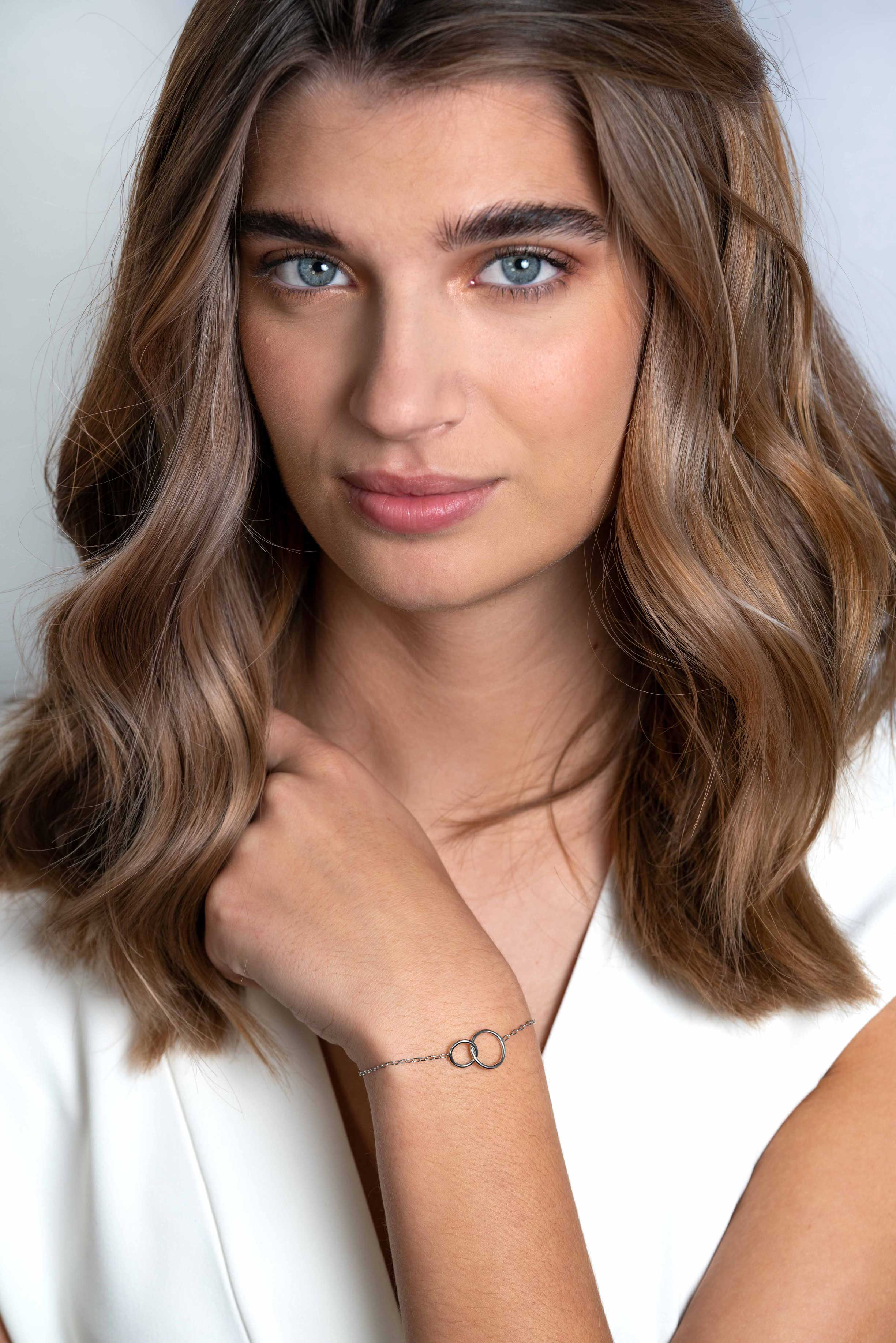 ZINZI silbernes Paperclip Gliederarmband mit runden Formen 17-20 cm ZIA2275