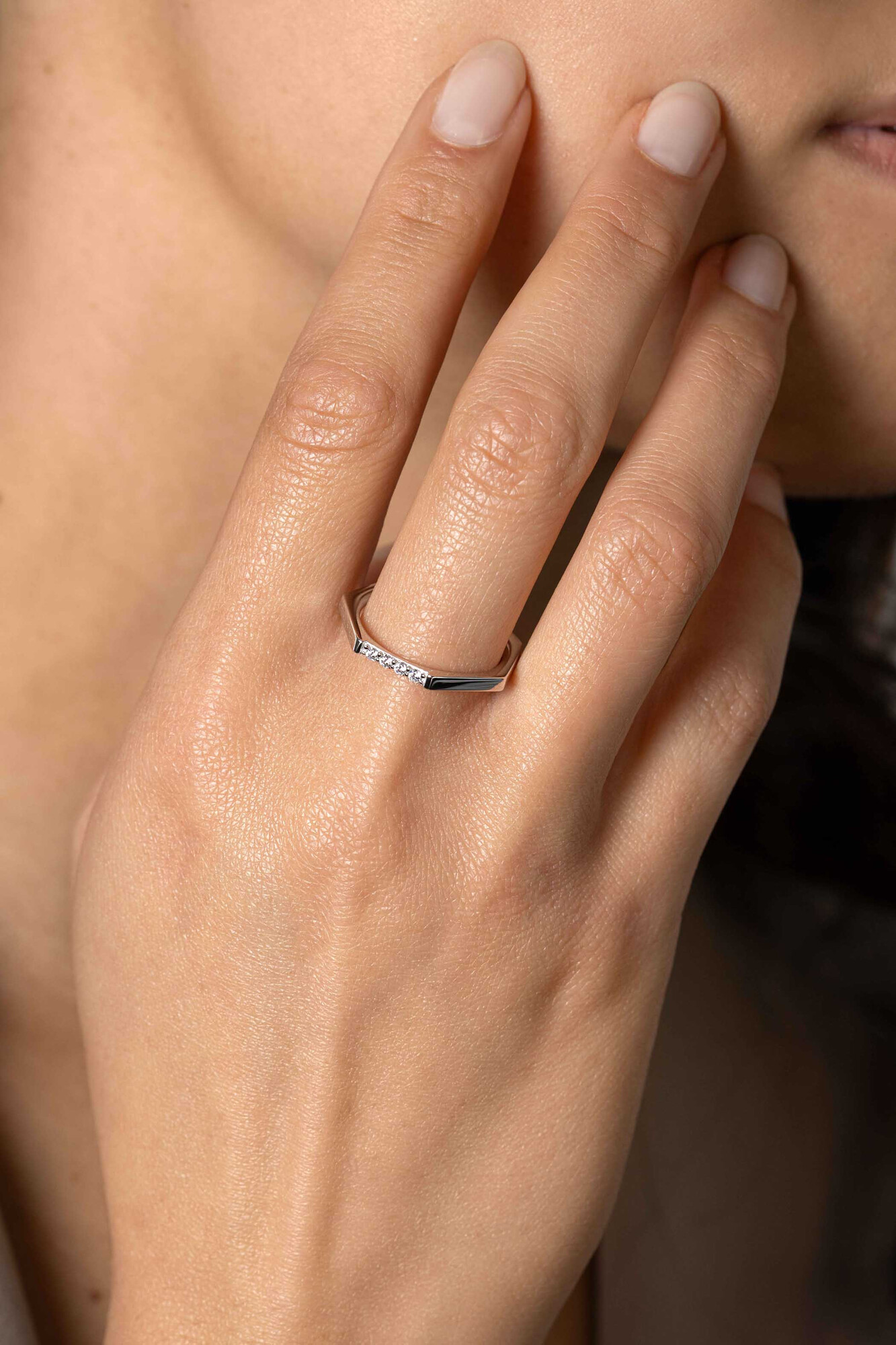 ZINZI zlv. aanschuifring 6 hoeken en zirconia's mt.62