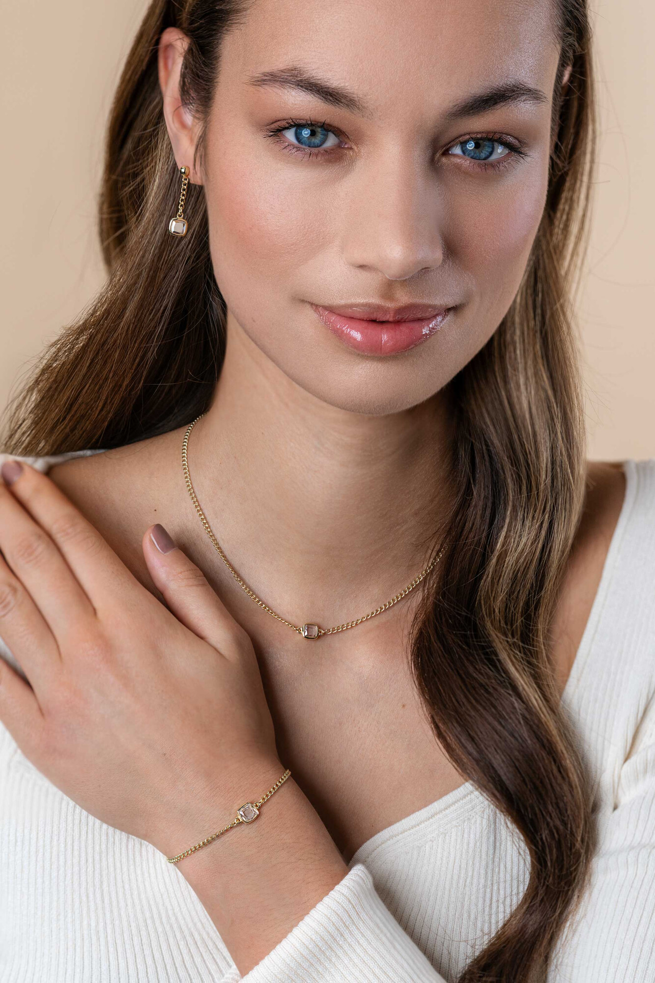 ZINZI zlv. collier gg.verg. grmt. met vk zirconia