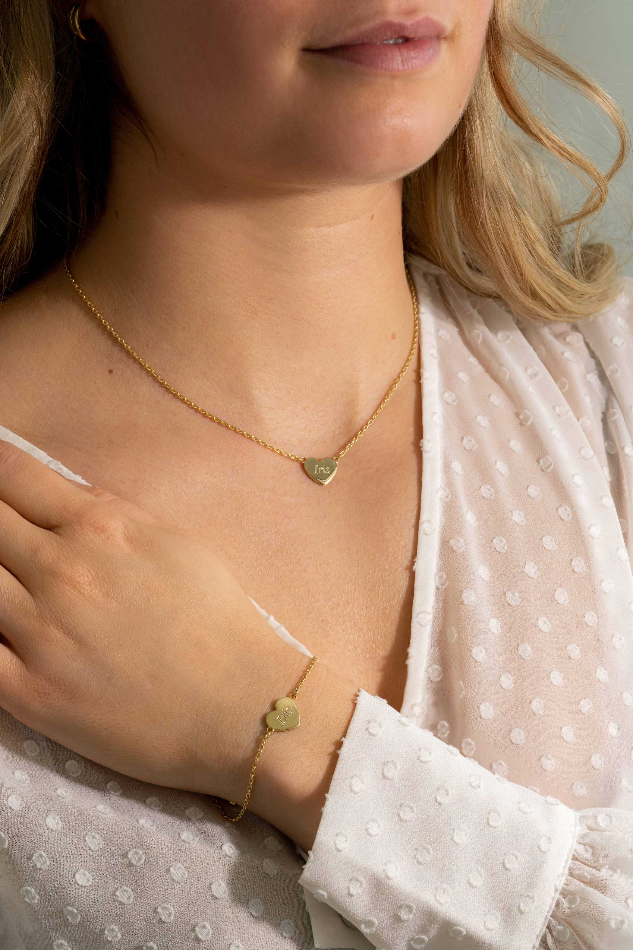 ZINZI zlv. armband geel verguld met hart plaatje