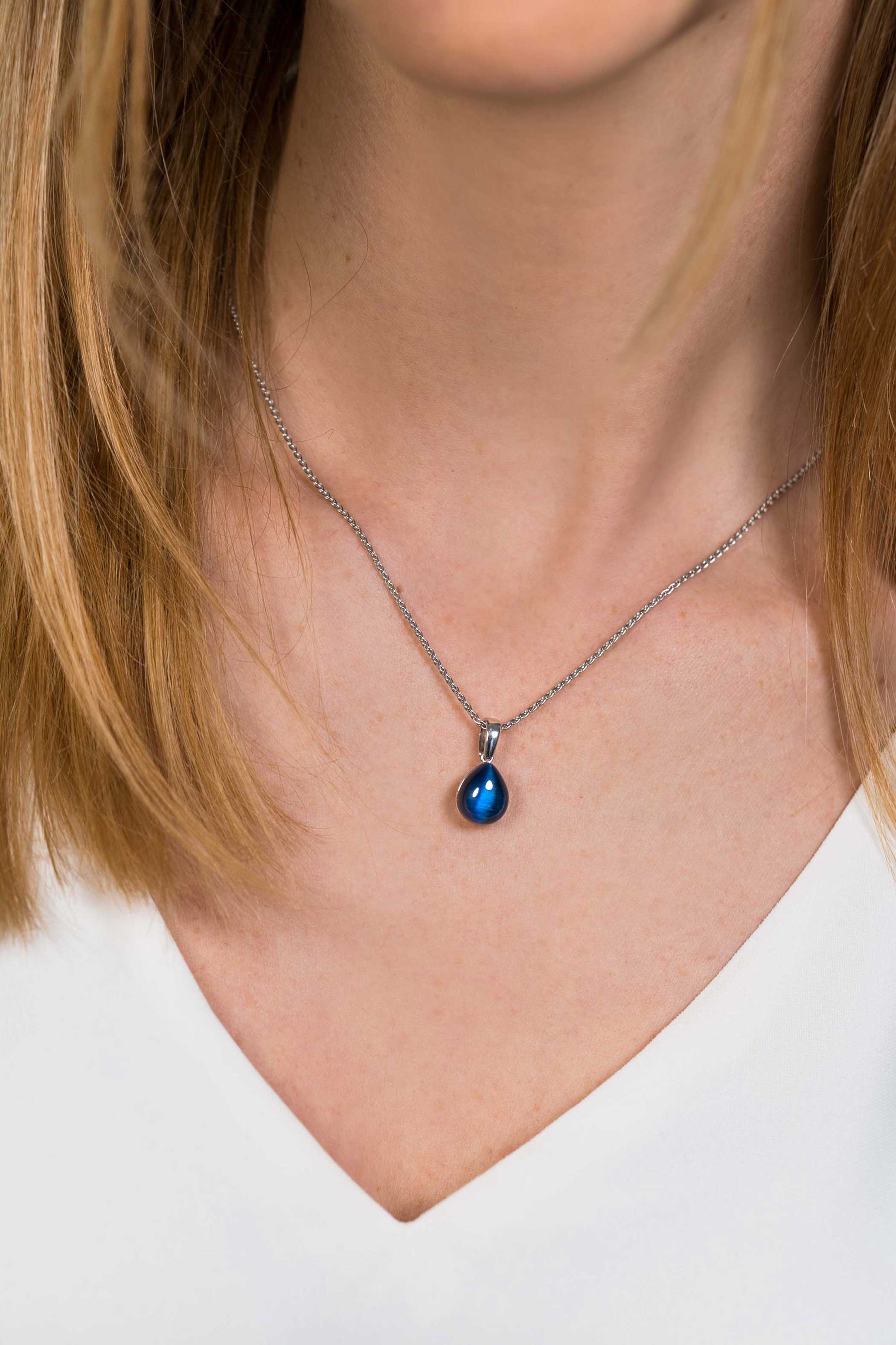 ZINZI silberner Anhänger blau Birnenform 20mm ZIH1934B