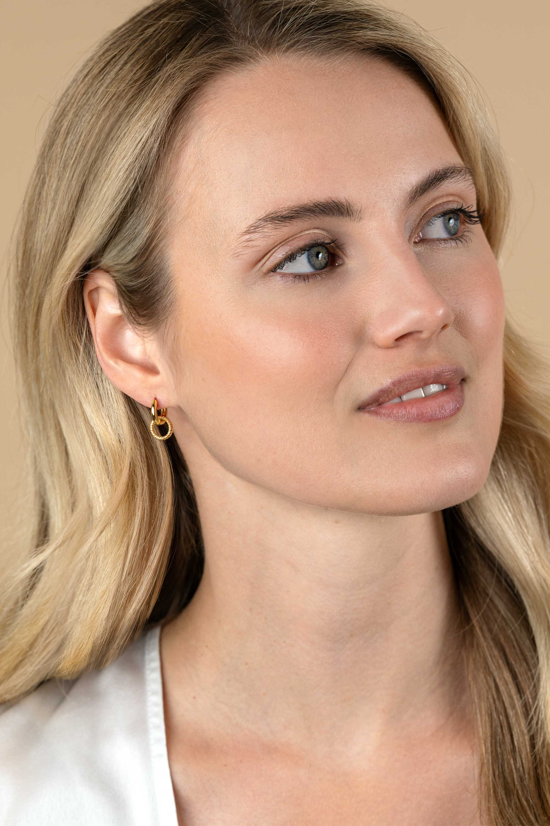 9,5mm ZINZI vergoldete Silber-Ohrhänger in runder Form mit Tau-Effekt ZICH2594G (ohne Ohrringe)