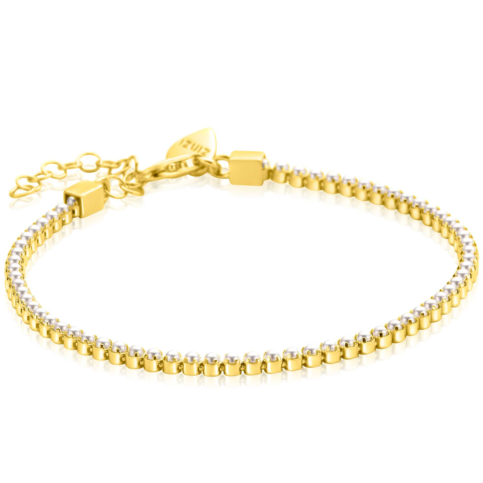 ZINZI zlv. tennisarmband gg.verg. met parels