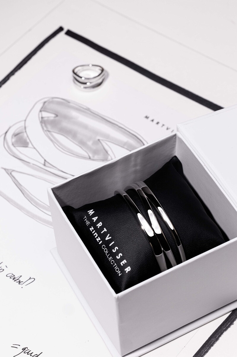 Mart Visser by ZINZI Silber Multi-Look-Klemmarmband 16mm, organisch geformt MVA25