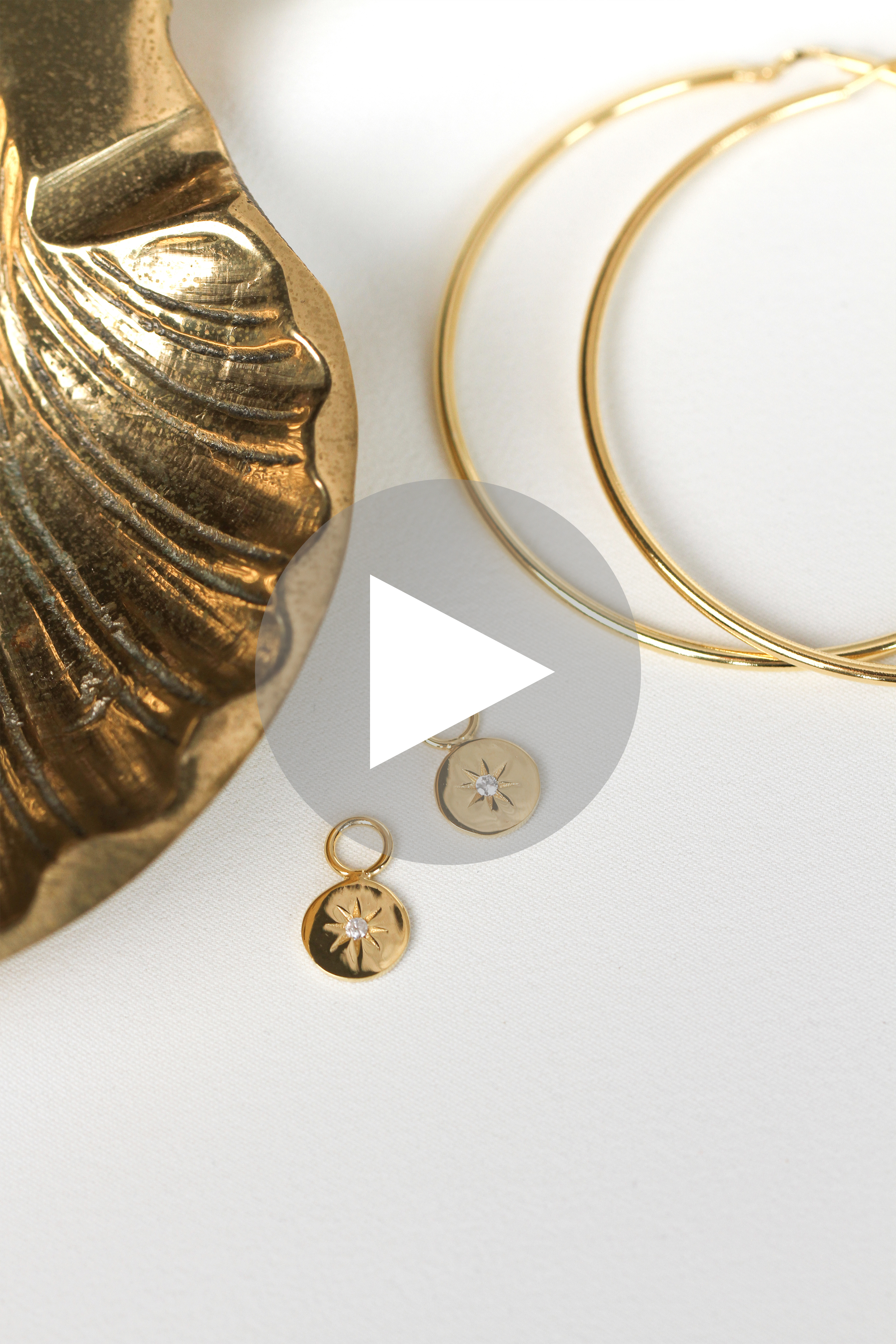 ZINZI silberne Ohrhänger 14K gelb vergoldet rund 10mm Sonne  weiße Zirkonia ZICH1994G