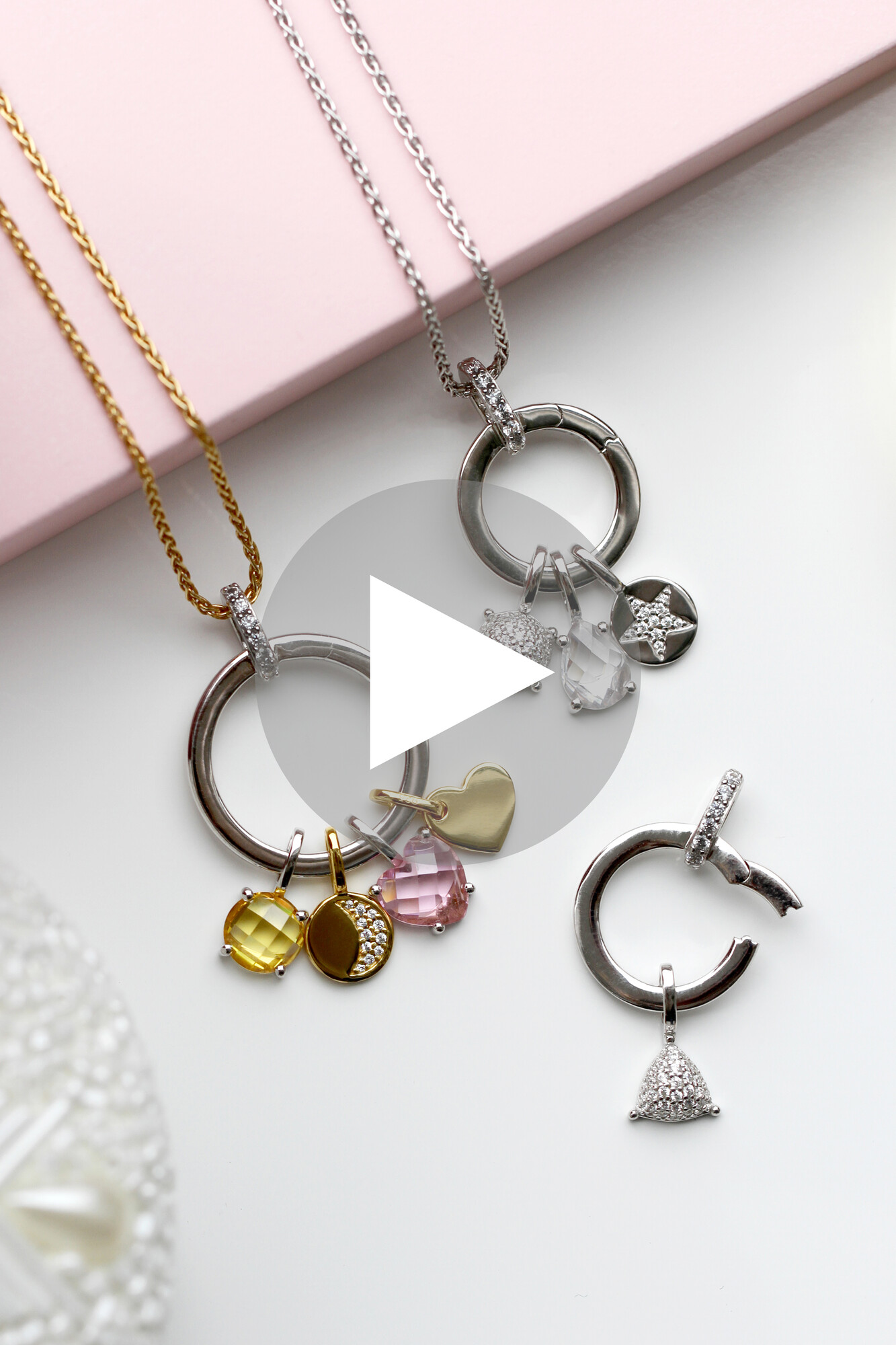 ZINZI silberner runder Anhänger 21mm mit geschlossenem Ring weiß ZIH2061