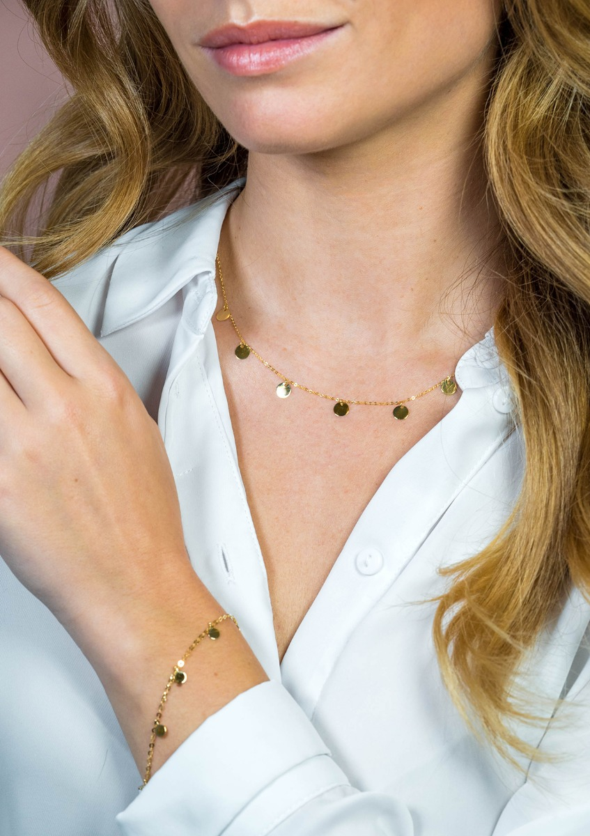 ZINZI 14 Karat Gold Armband runde Plättchen ZGA167