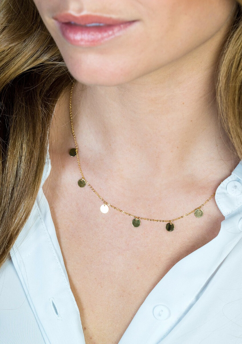 ZINZI Gold 14 Karat Goldkette mit 7 Kreisen 45cm ZGC167