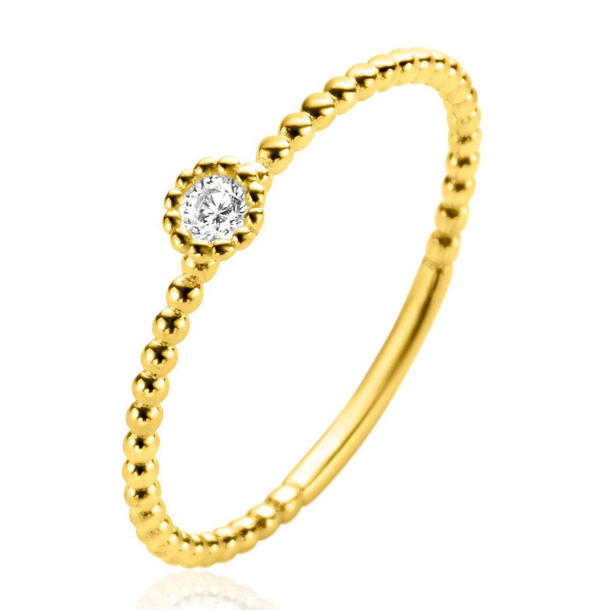 ZINZI Gold bolletjes ring met zirconia rond mt. 58
