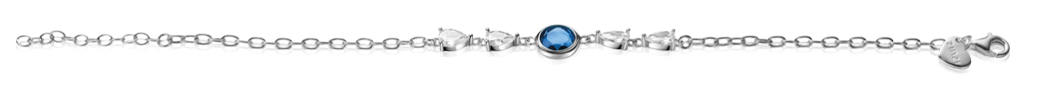 ZINZI zlv. armband fant. met blauw/wit zirconia