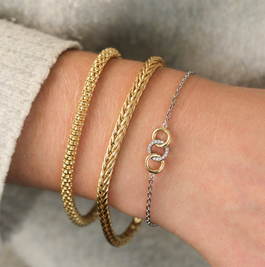 ZINZI silbernes Gliederarmband gelb vergoldet 4,5mm breit 19cm ZIA1057G