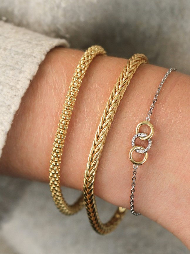 ZINZI silbernes vossenstaart Armband 14K gelb vergoldet 4mm breit ZIA1925G