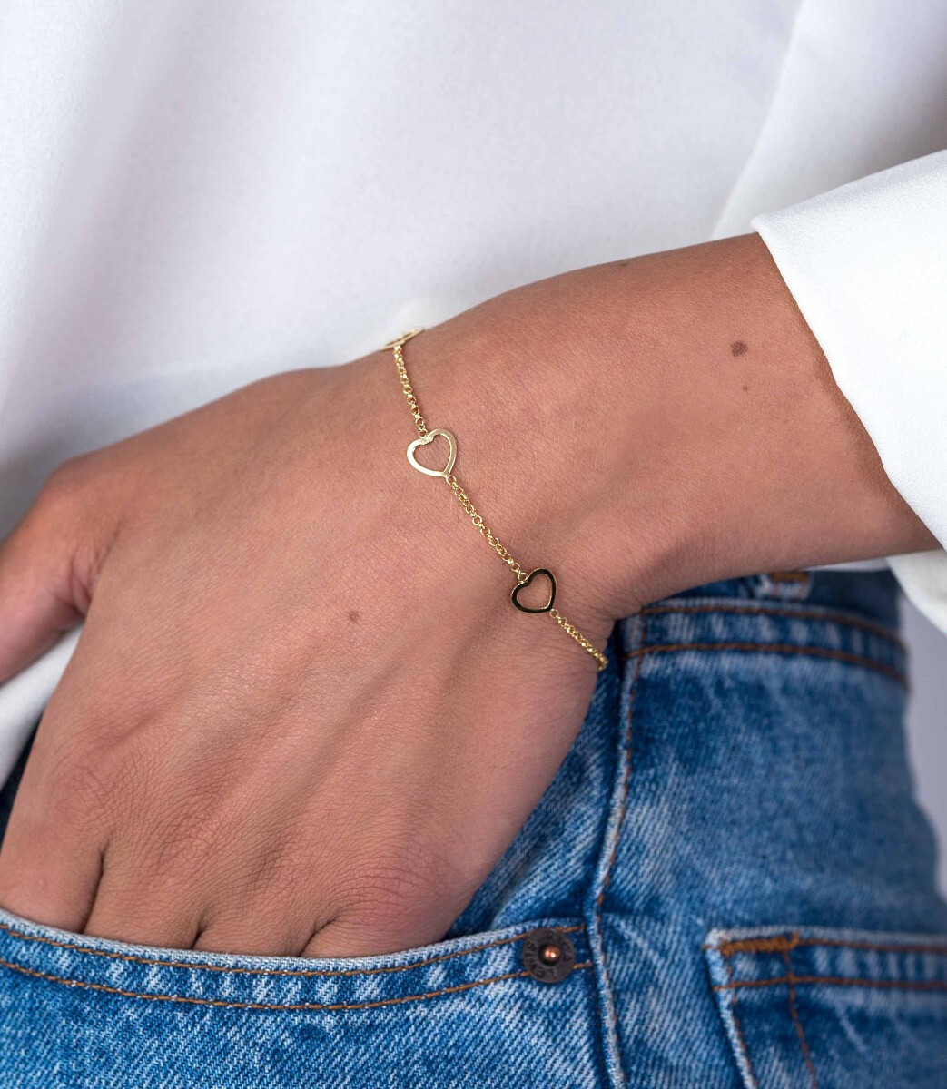 ZINZI Set aus 2 Silberarmbändern mit gelb vergoldetem Herz 17-20cm ZIA1188G-SET