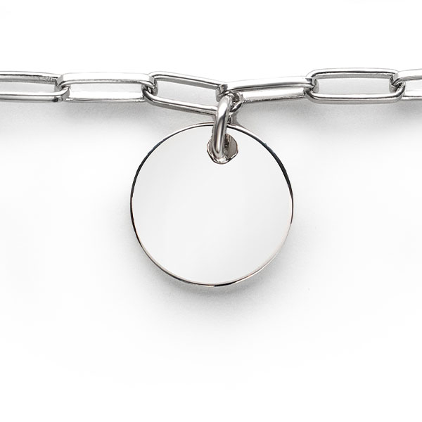 ZINZI silbernes Armband paperclip Glieder rund Plättchen ZIA2166