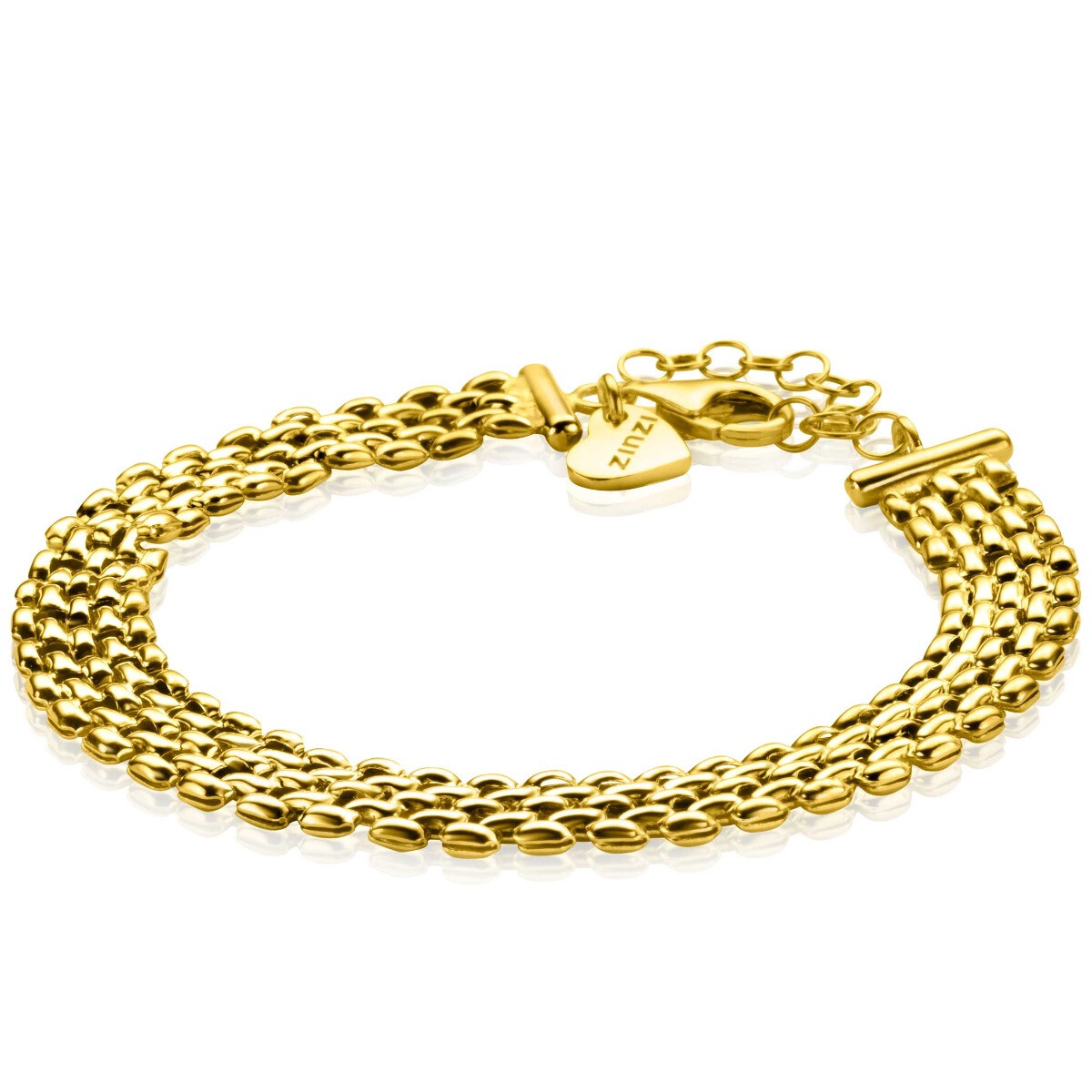 ZINZI zlv. rolex-style armband geel verguld 8mm