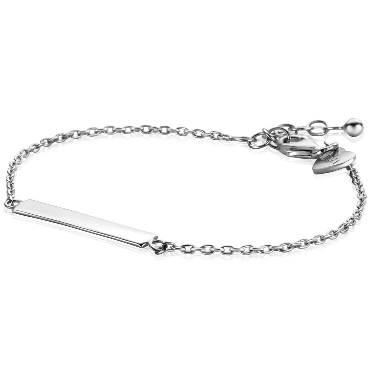 ZINZI zlv. armband met recht plaatje