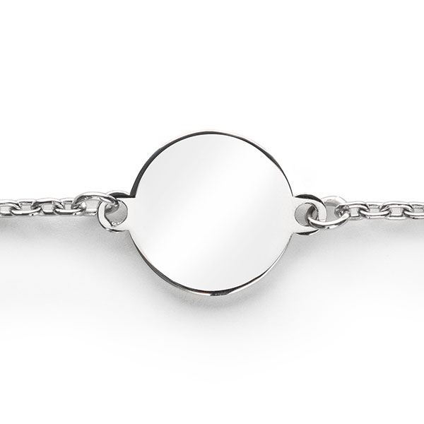 ZINZI zlv. armband met rond plaatje 11mm