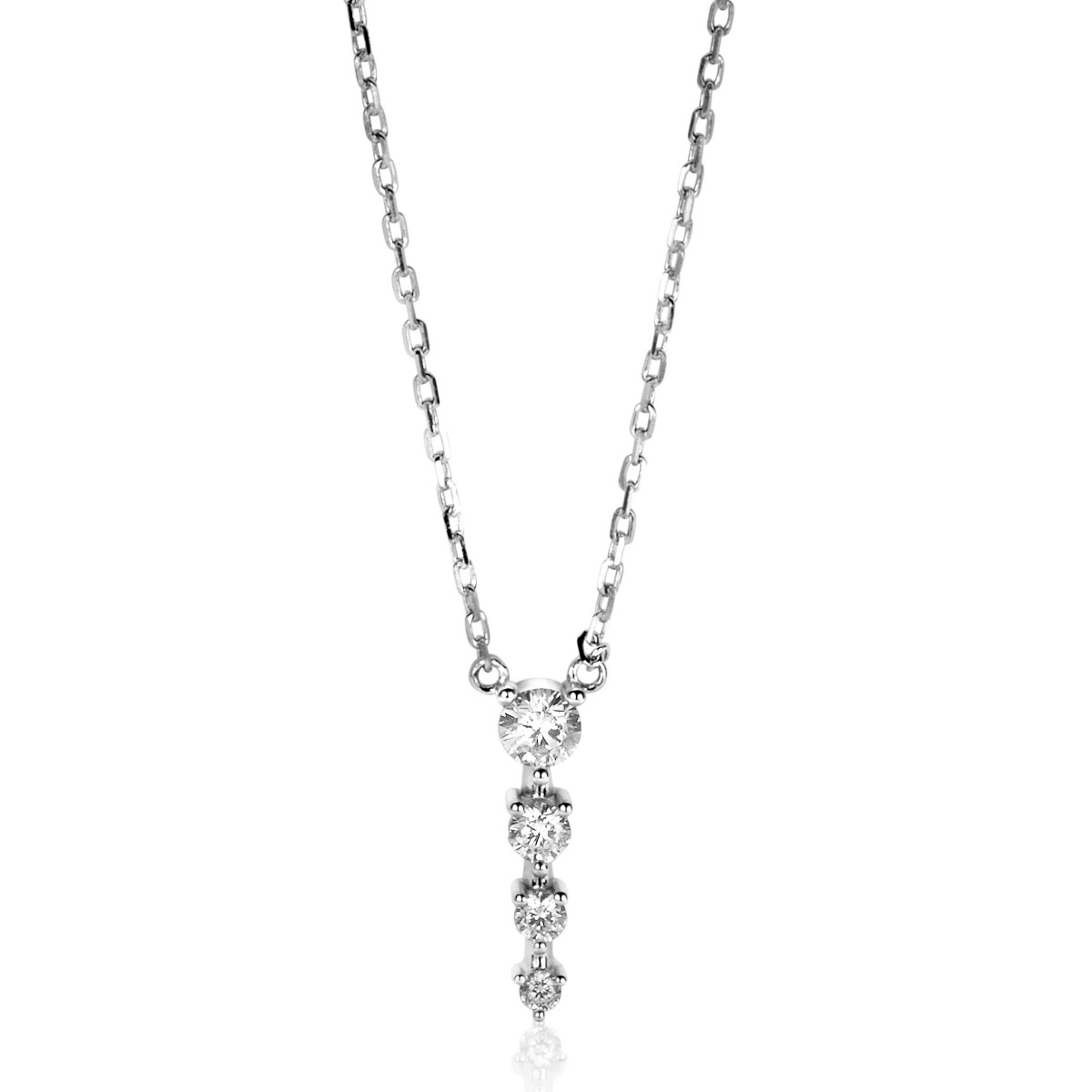 ZINZI zlv. collier met 4 zirconia's aflopend 45cm