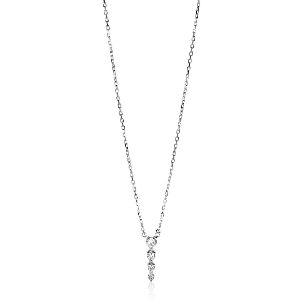 ZINZI zlv. collier met 4 zirconia's aflopend 45cm