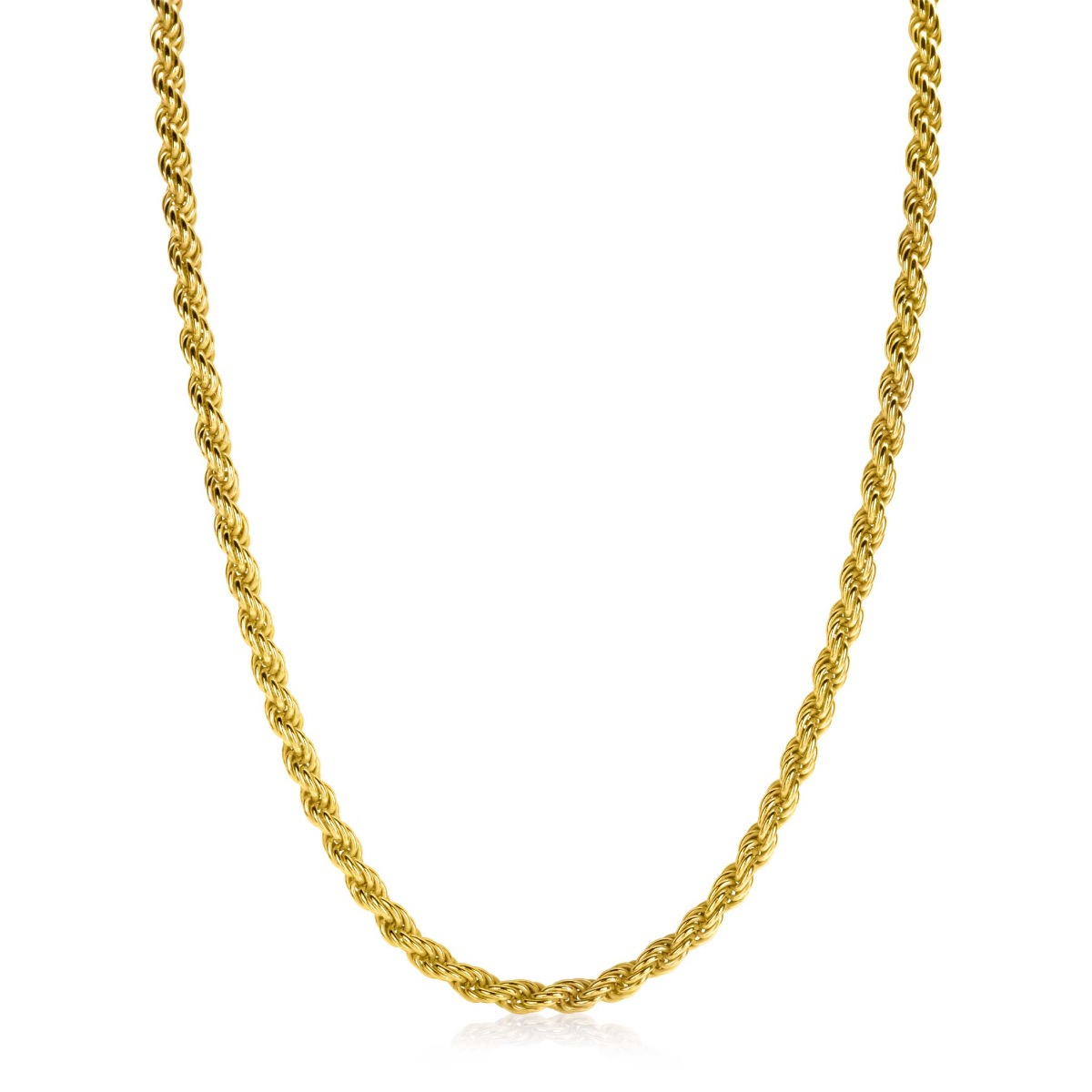 ZINZI zlv. collier geel verguld koord 4mm 45cm