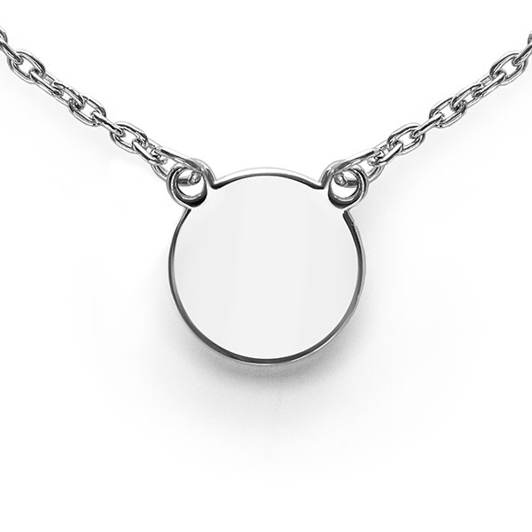 ZINZI zlv. collier met rond plaatje 11mm 42/45cm