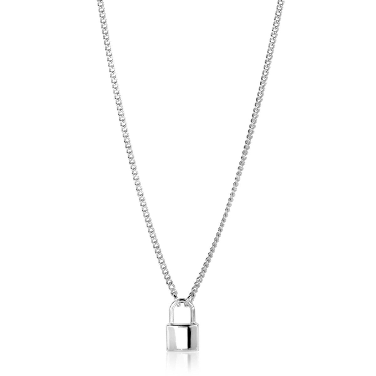 ZINZI zlv. collier goumet met slotje hanger