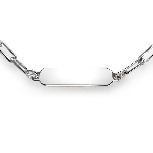 ZINZI Silberkette mit glänzender rechteckiger Platte zum Gravieren von 42-45 cm ZIC2530