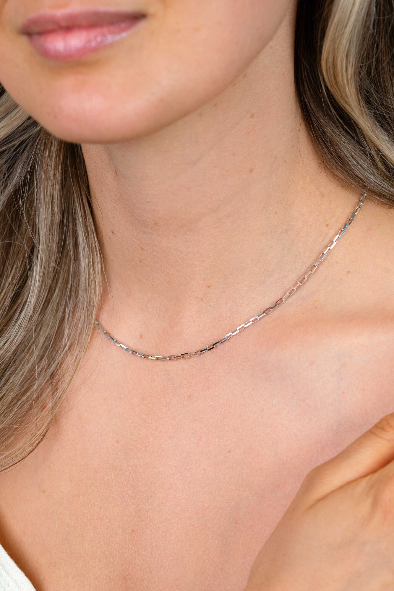 ZINZI zlv. collier massief geslepen anker 42+3cm