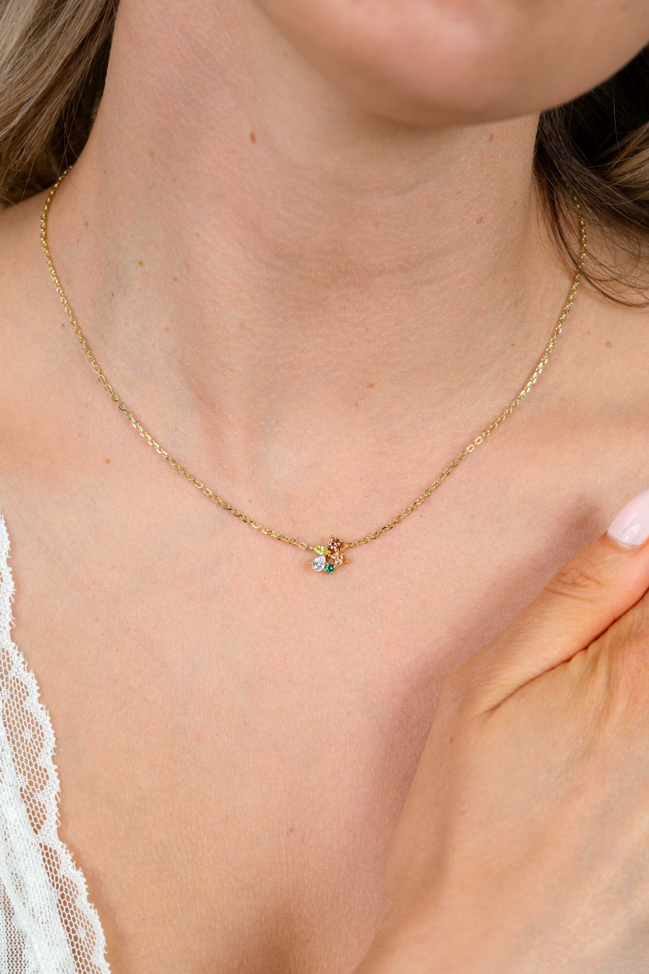 ZINZI zlv. collier gg.verg.hanger roen/bruin/cham/zir