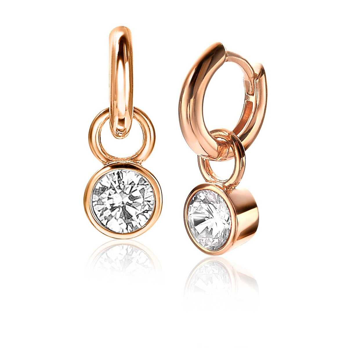 ZINZI silberne Ohrhänger rosé vergoldet 7mm rund  weiß ZICH1486D