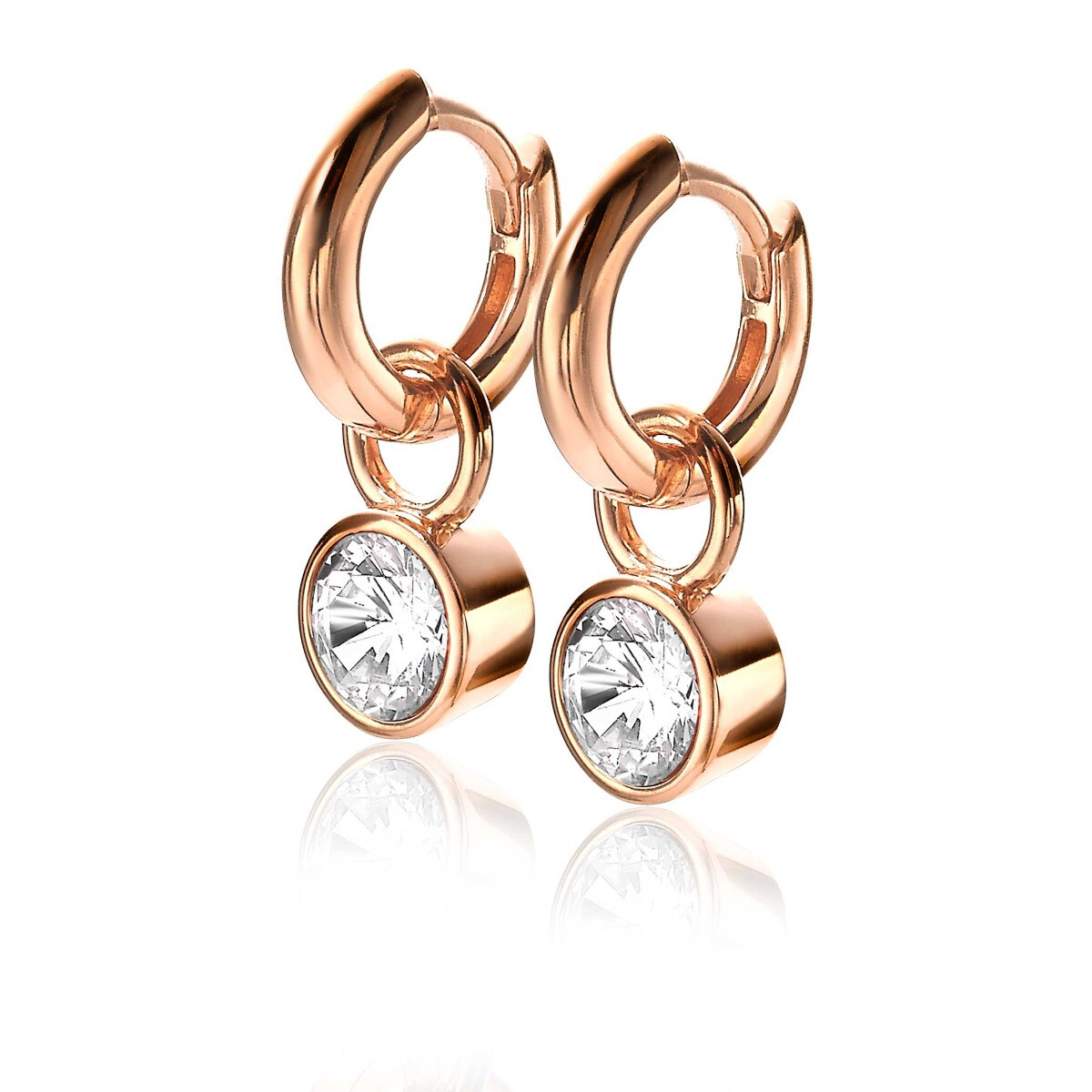 ZINZI silberne Ohrhänger rosé vergoldet 7mm rund  weiß ZICH1486D