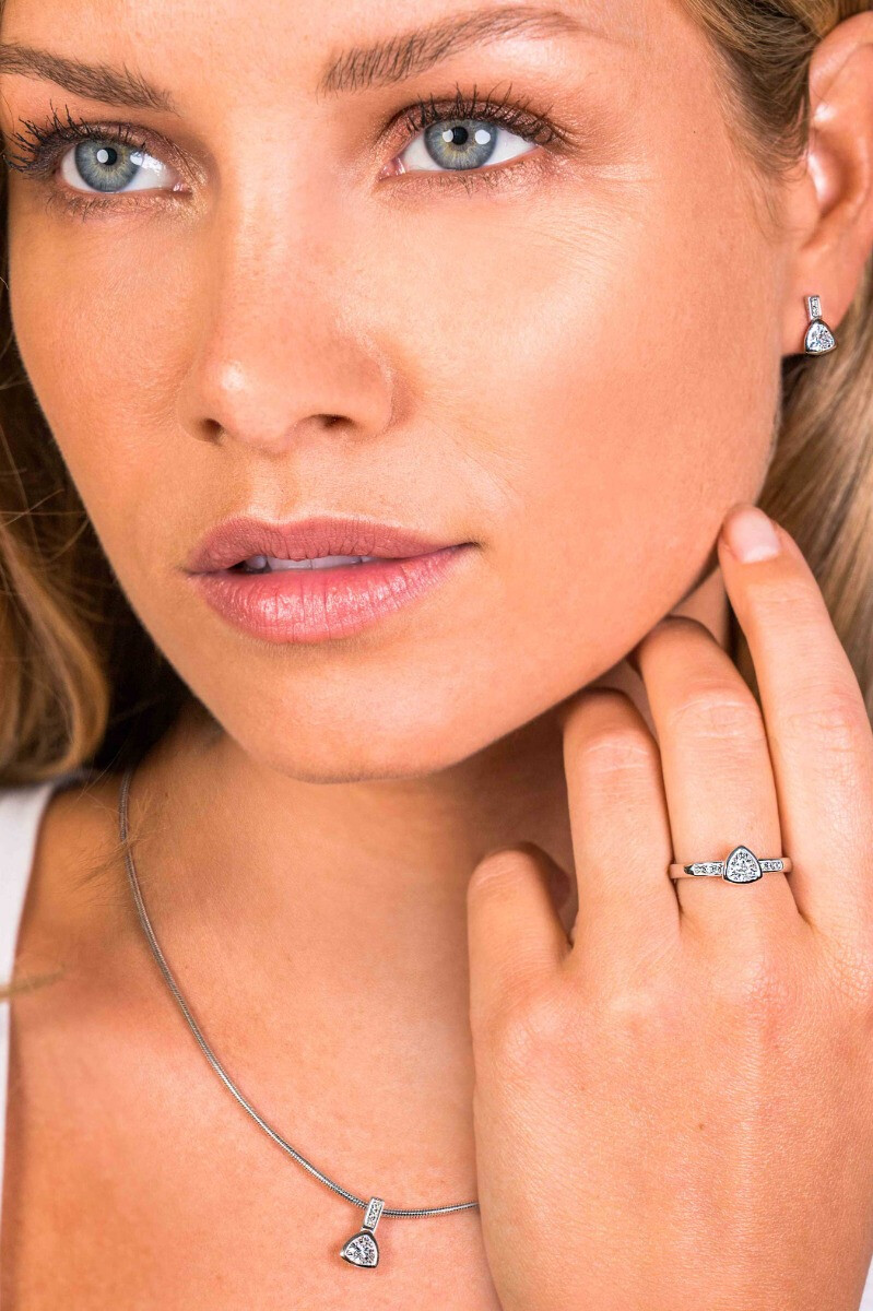 ZINZI silberner Anhänger Dreieck  weiß ZIH1663