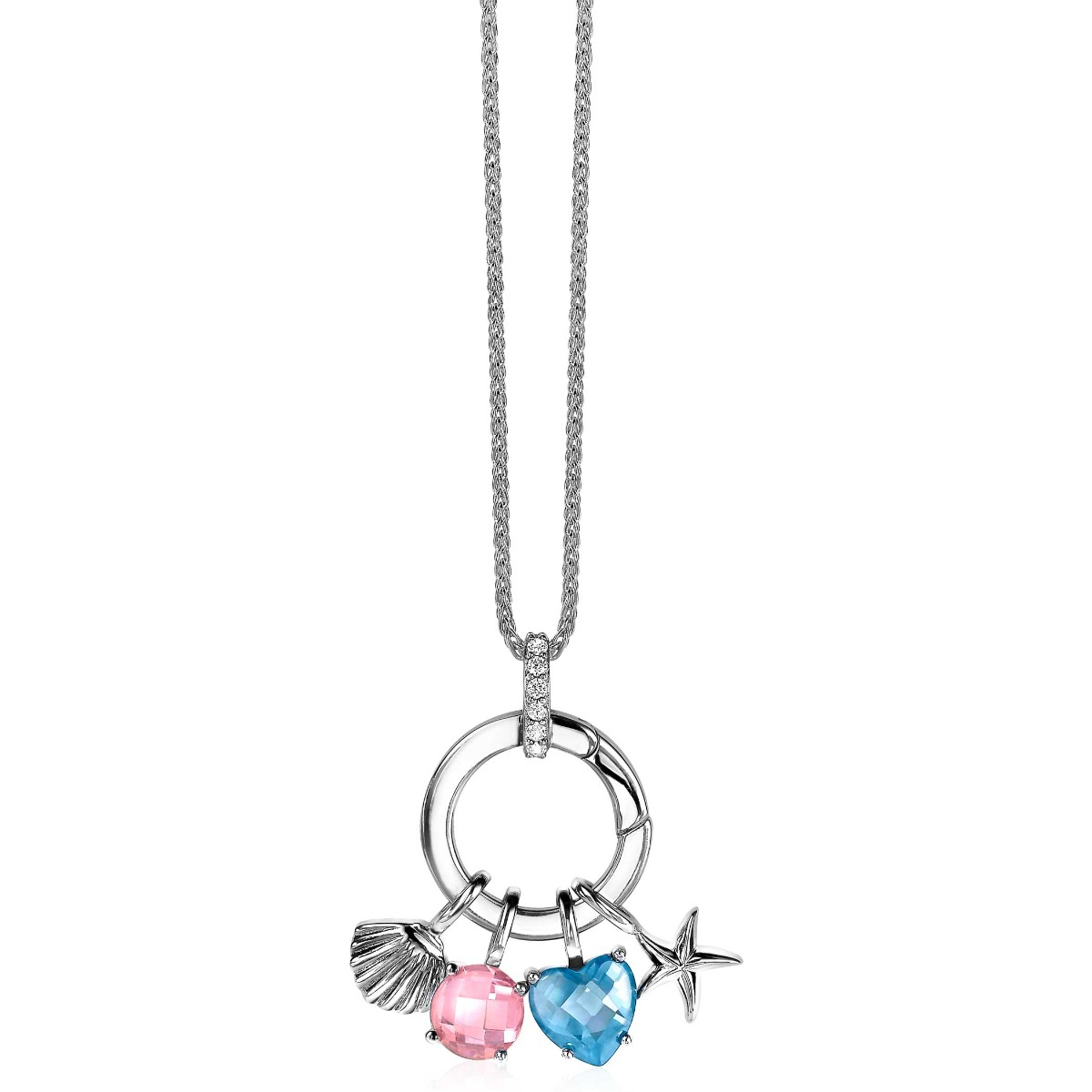 ZINZI silberner runder Anhänger 17mm mit geschlossenem Ring  weiß ZIH2060